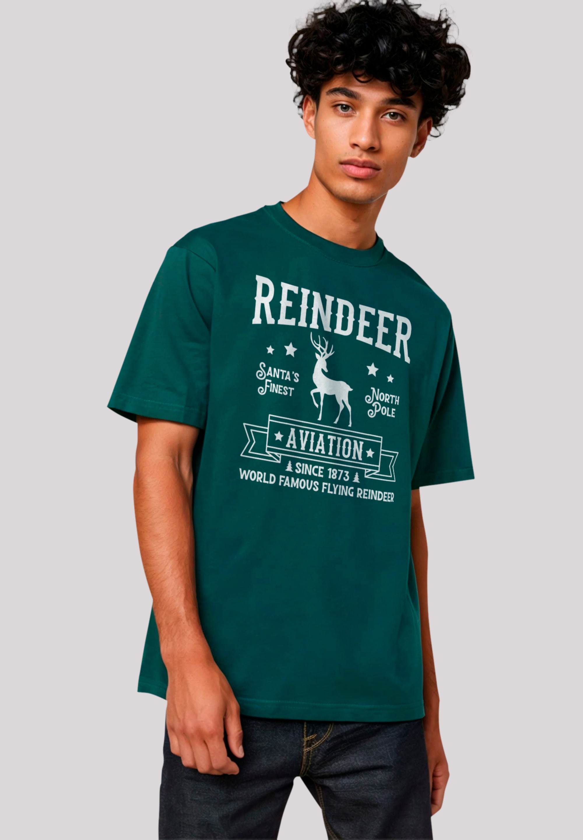 F4NT4STIC T-Shirt "Reindeer Aviation Retro Weihnachts Sign", Premium Qualit günstig online kaufen