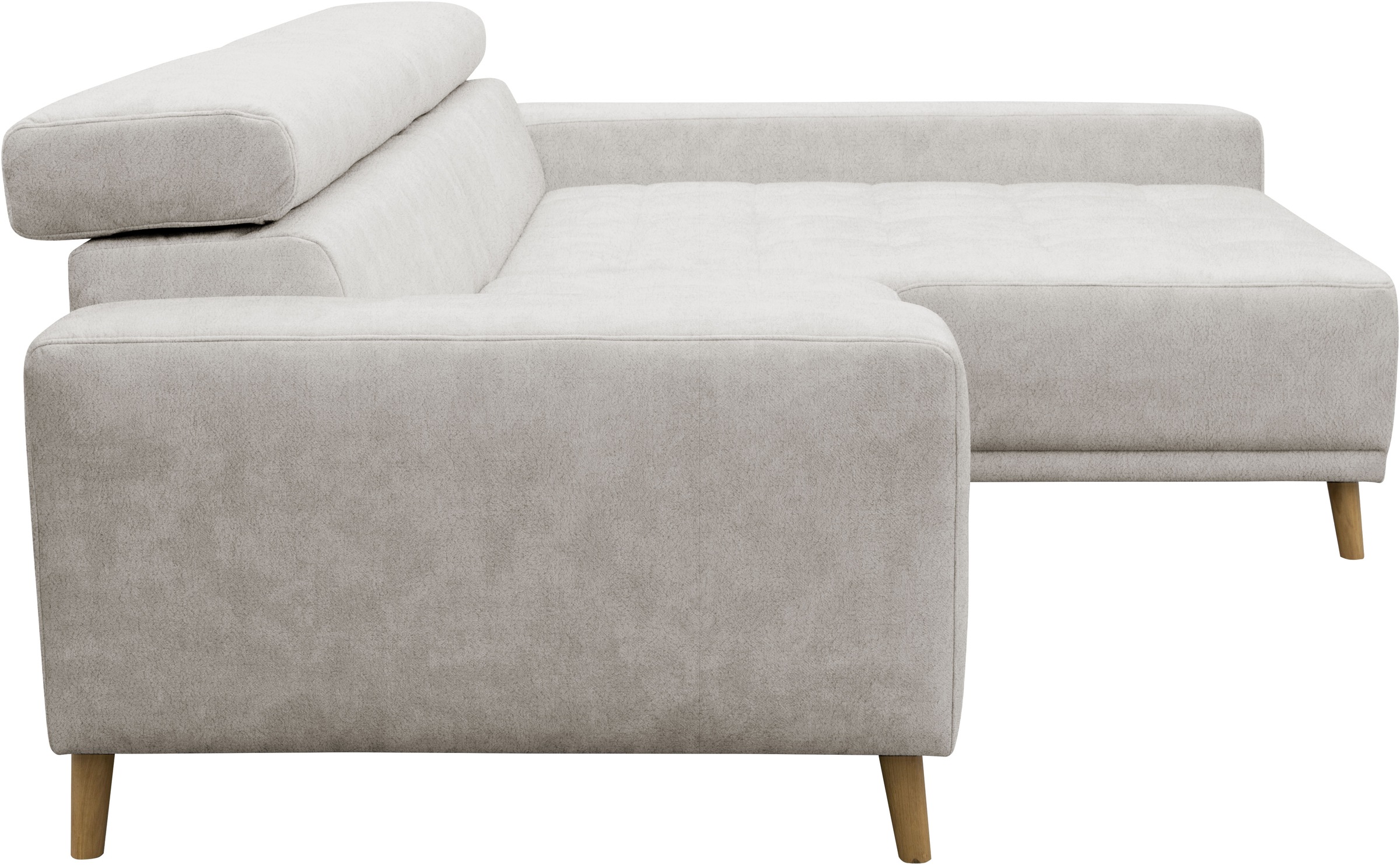 OTTO home Ecksofa »Greevy 248 x 172 cm mit Steppungen, für gängige Saugroboter geeignet« Kopfteile verstellbar, aus pflegeleichtem, weichem Luxus-Microfaser