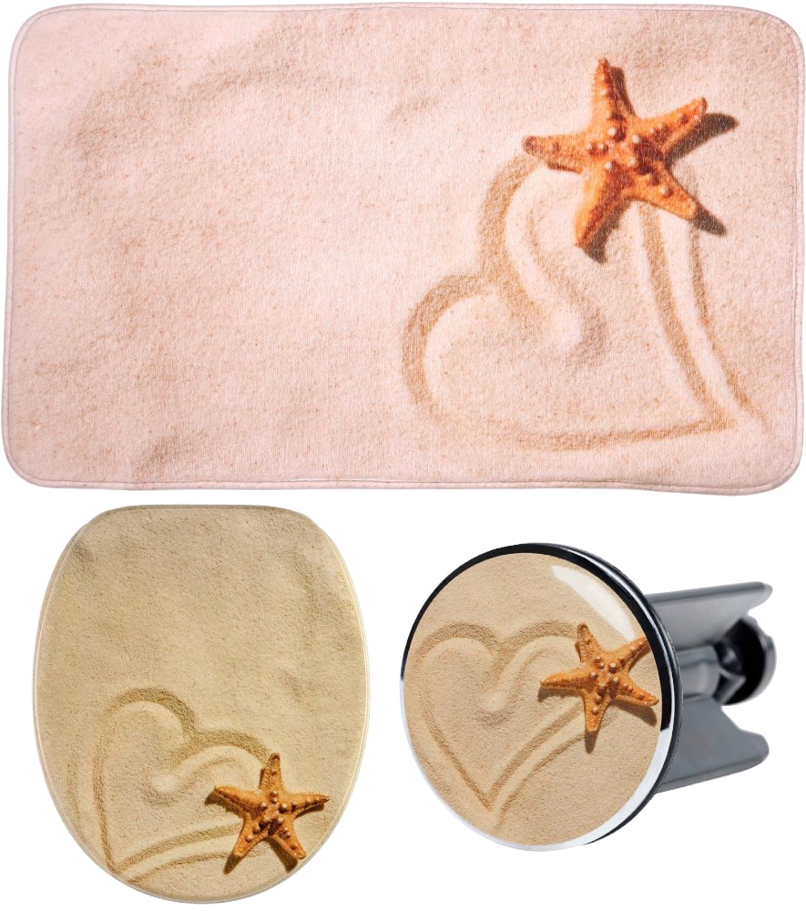 Sanilo Badaccessoire-Set "Sandy" bestehend aus WC-Sitz, Badteppich und Wasc günstig online kaufen