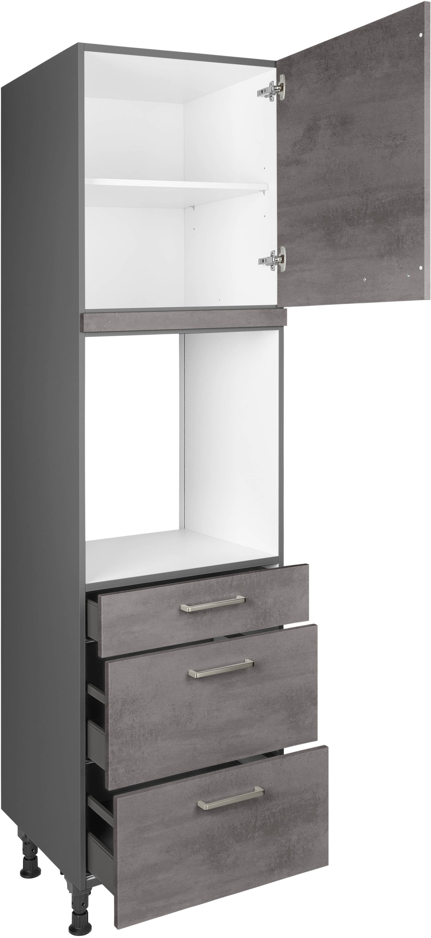 nobilia® Backofenumbauschrank »"Riva", Ausrichtung wählbar, mit Schublade und zwei Auszügen und«, einer Tür, vormontiert, Breite/Höhe: 60/216,6 cm
