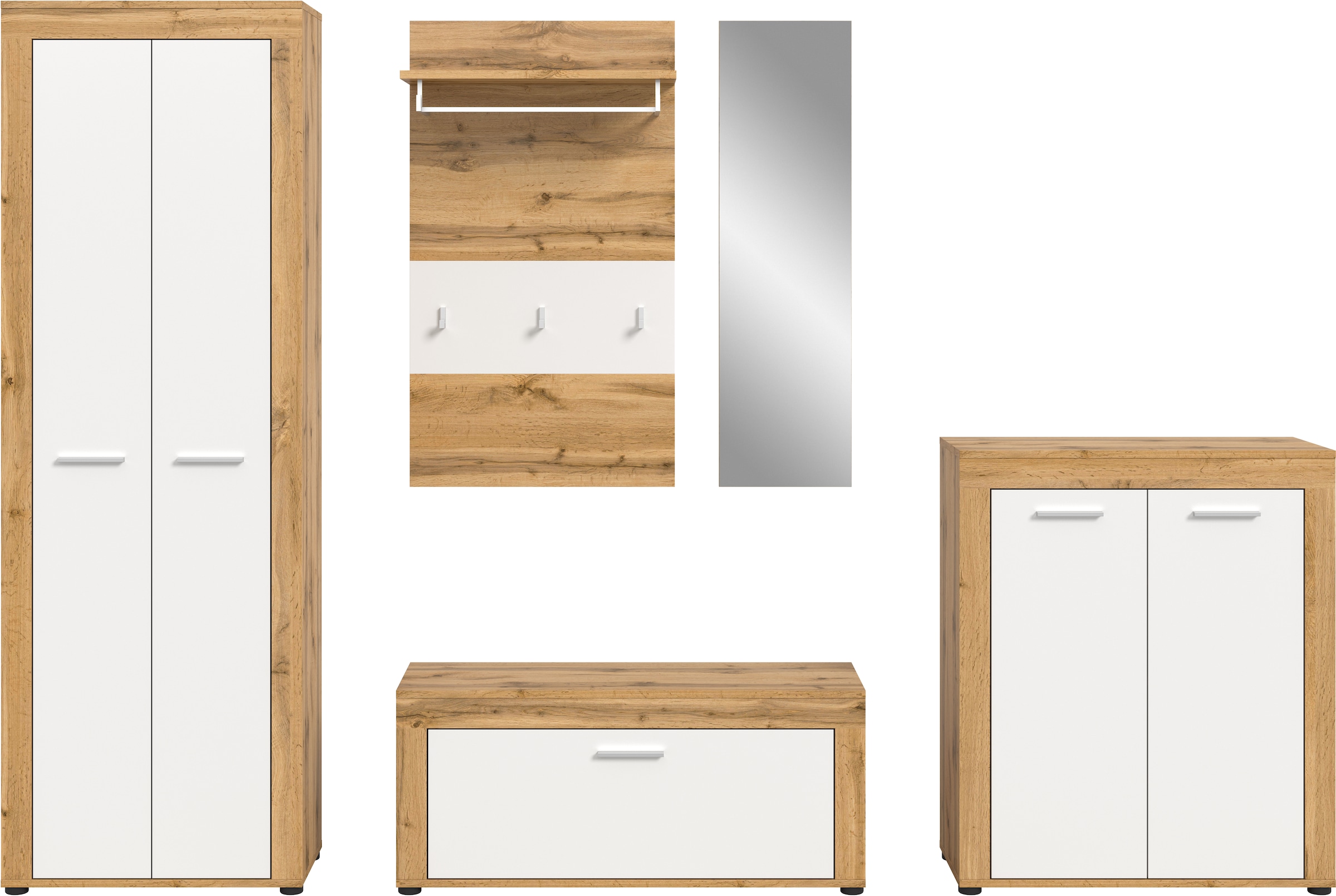 INOSIGN Garderoben-Set »Aosta«, (Set, 5 St.), Aosta, Höhe 191 cm, 5-tlg. Garderobenset, Flur, Diele