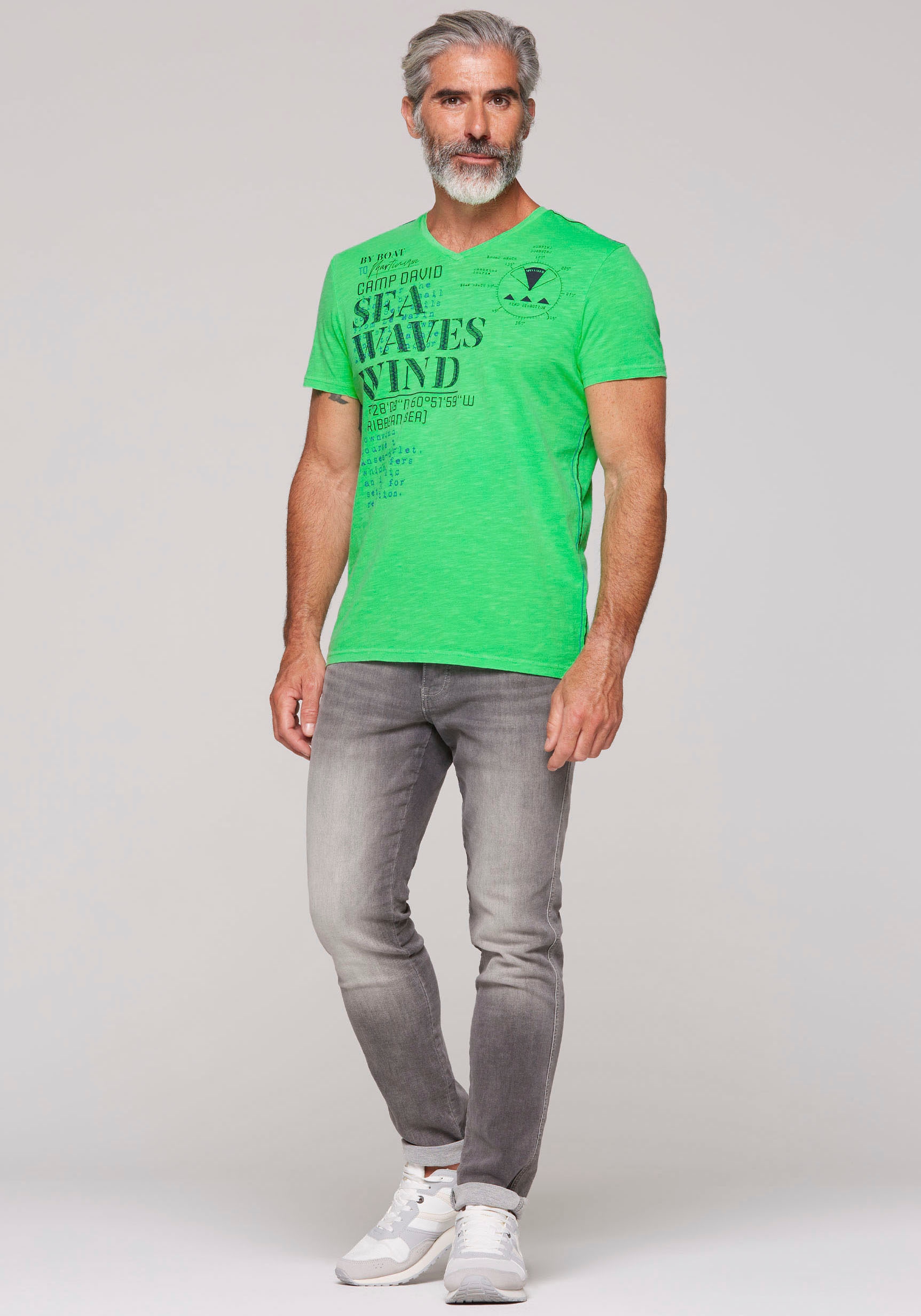 CAMP DAVID T-Shirt, mit Wording-Prints