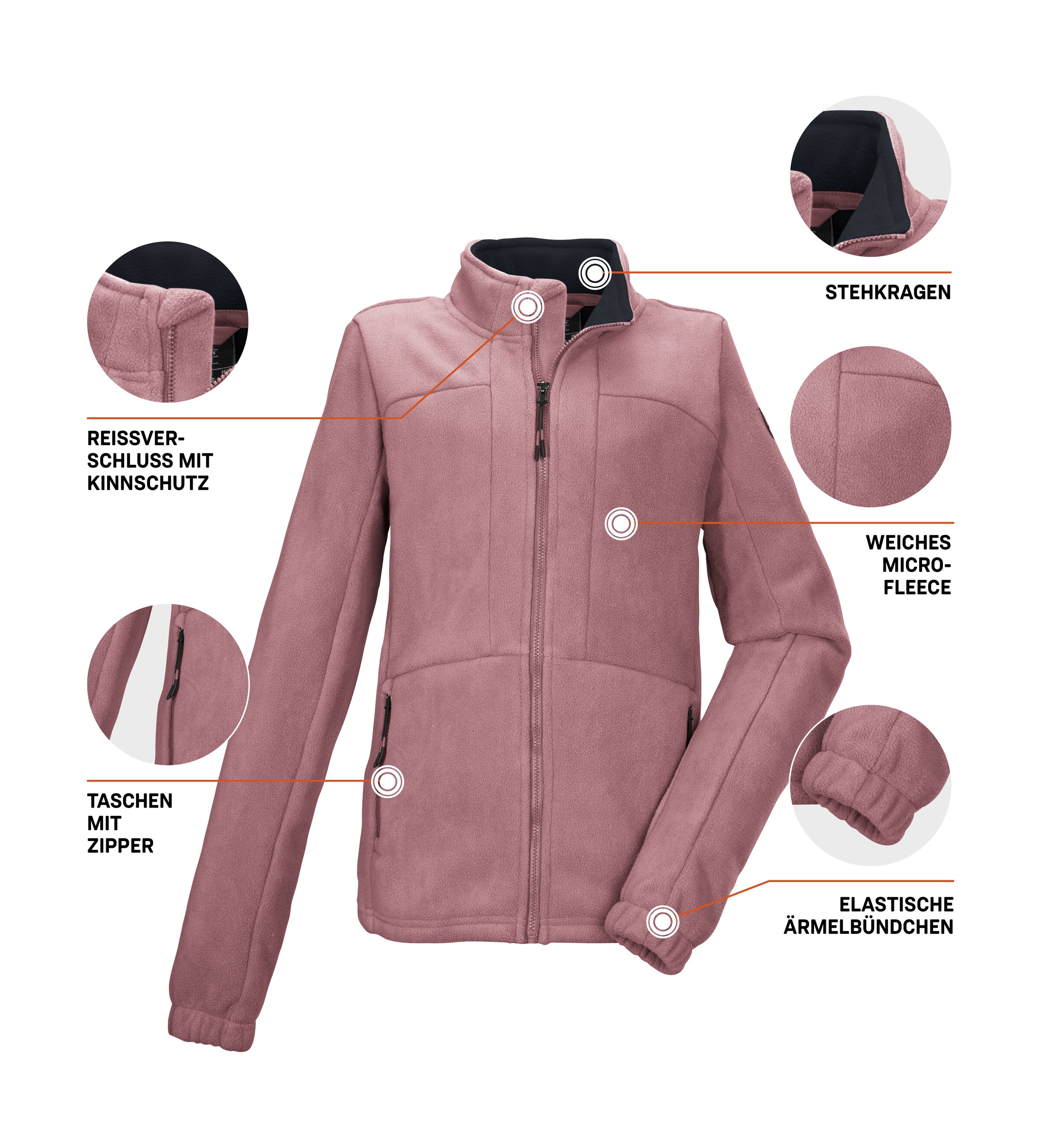 Killtec Fleecejacke »KOW 216 GRLS FLC JCKT«, Fleecejacke mit Kinnschutz, elastischen Bündchen und Zipper-Taschen