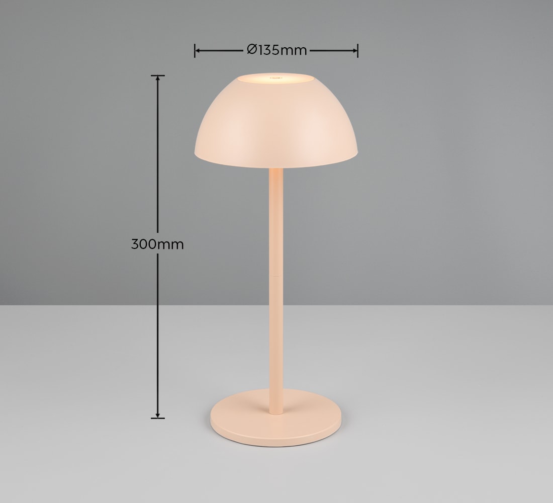 my home LED Außen-Tischleuchte »Abbey Tischleuchte (Stück)«, 1 flammig, Leuchtmittel LED-Board | LED fest integriert, Outdoor Akku Tischlampe Pilzdesign, USB-C, 4-fach Touch Dimmer, IP54