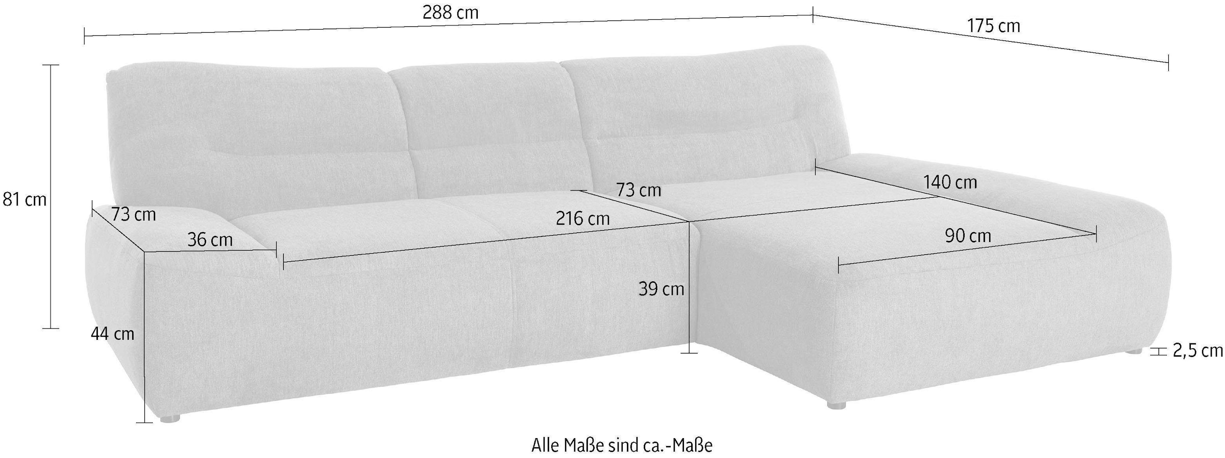 DOMO collection Ecksofa »Cesena moderne Polsterecke mit flachen Armlehnen, L-Form«, fester Sitzkomfort, frei im Raum stellbar