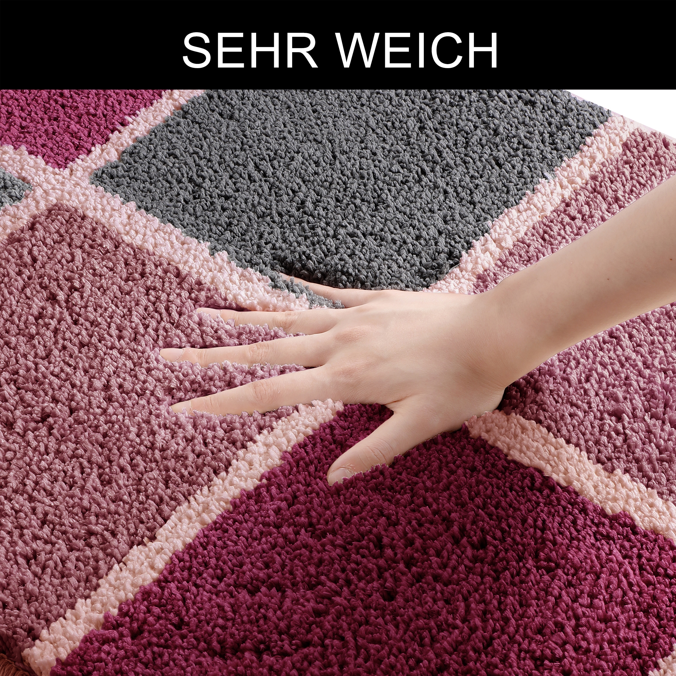 my home Badematte »Anna mit Kachelmuster, Badvorleger, Badezimmer Teppich, Duschvorleger«, rutschhemmend beschichtet, strapazierfähig, Badteppich, Hoch Tief Effekt, Modern, Weich