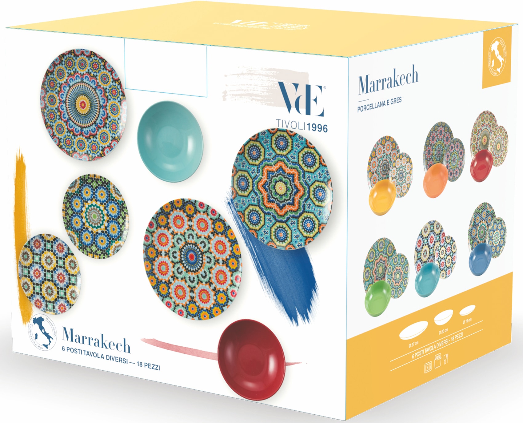 Villa d'Este Teller-Set »Geschirr-Set Marrakech«, (Set, 18 tlg.), Service, Tafelservice, 18 Teile, für 6 Personen