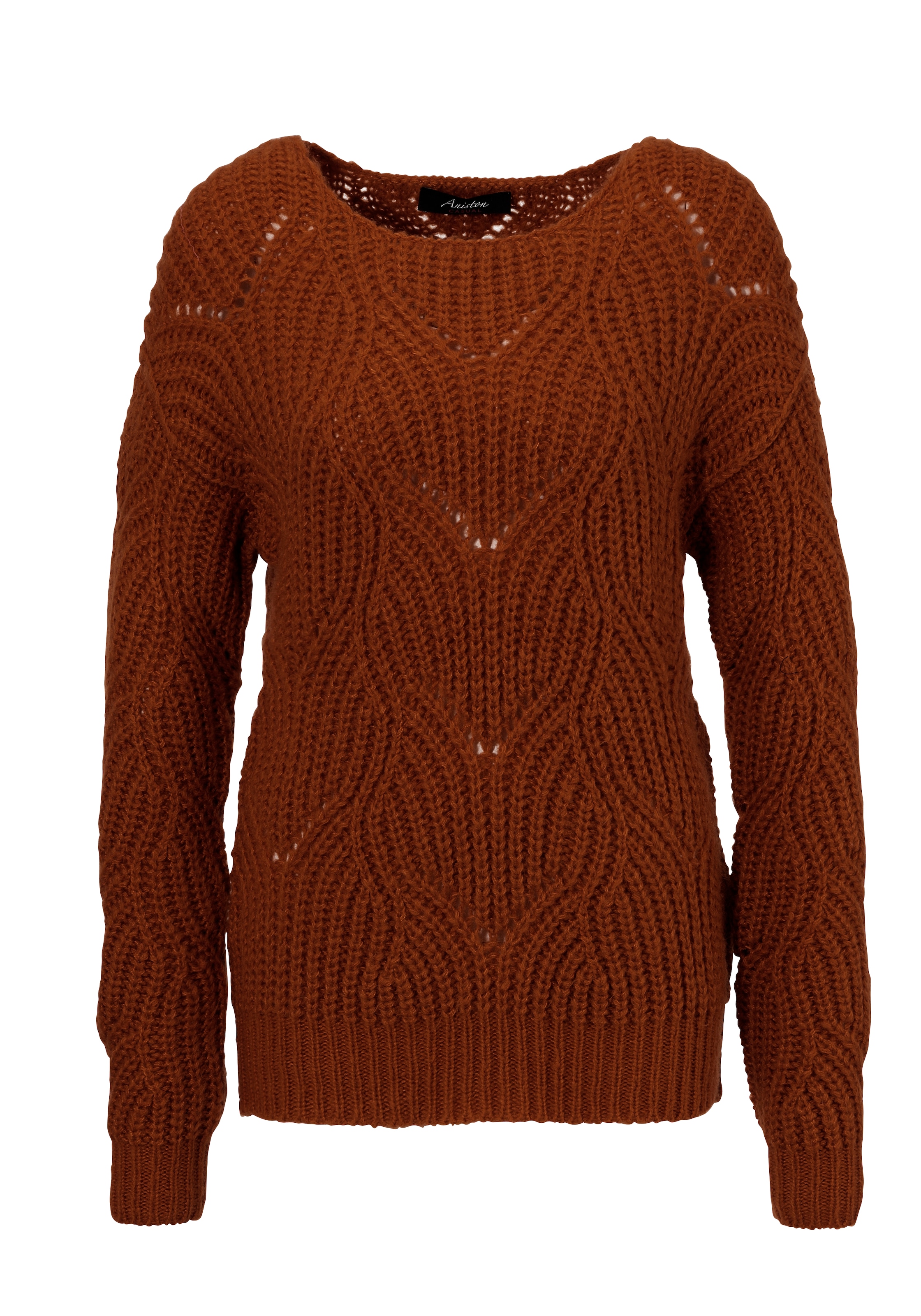 Aniston CASUAL Strickpullover, im dezenten, extravaganten Ajour-Strick-Muster