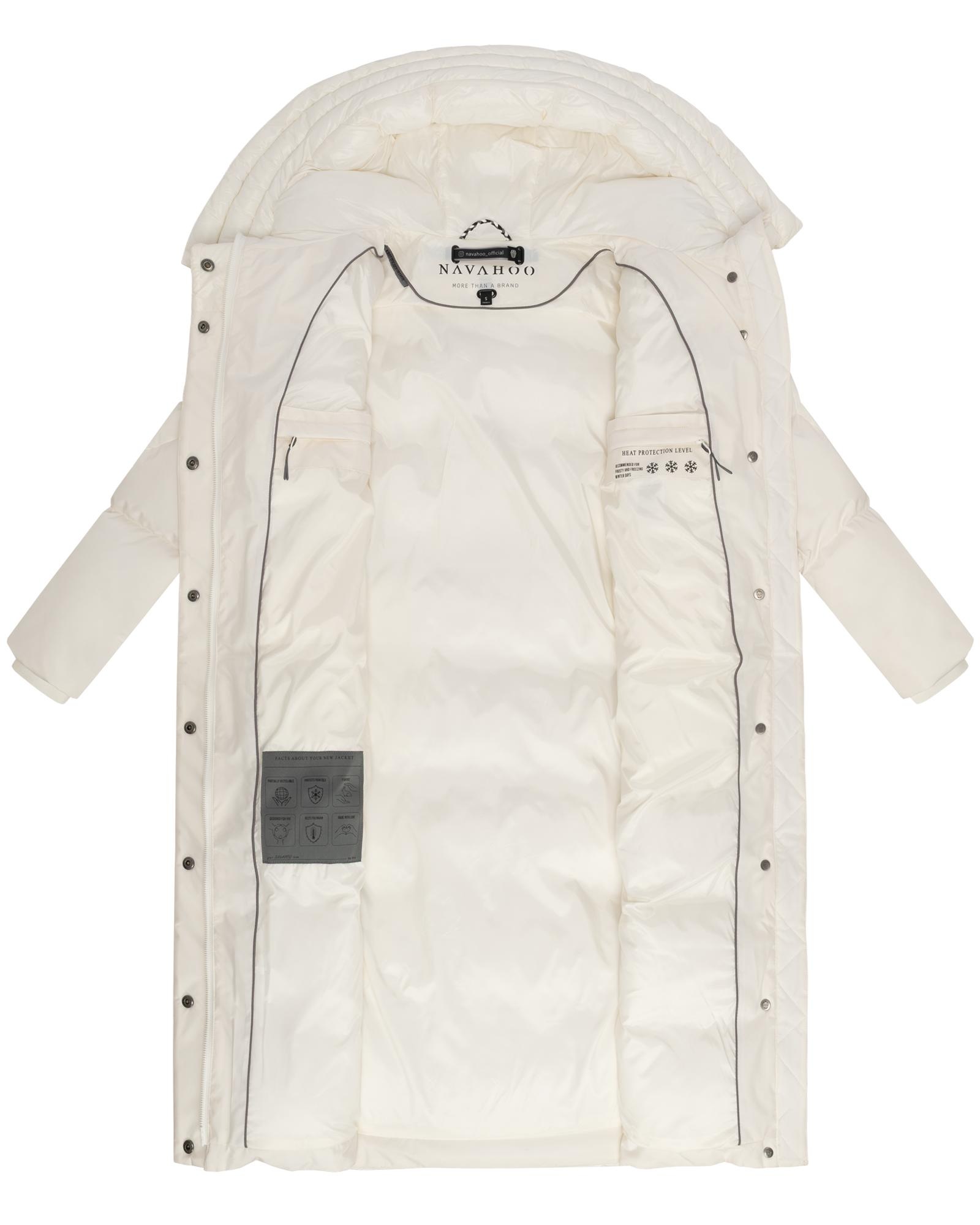 Navahoo Steppmantel »Knusperherz 14«, Langer gesteppter Damen Wintermantel mit Materialmix