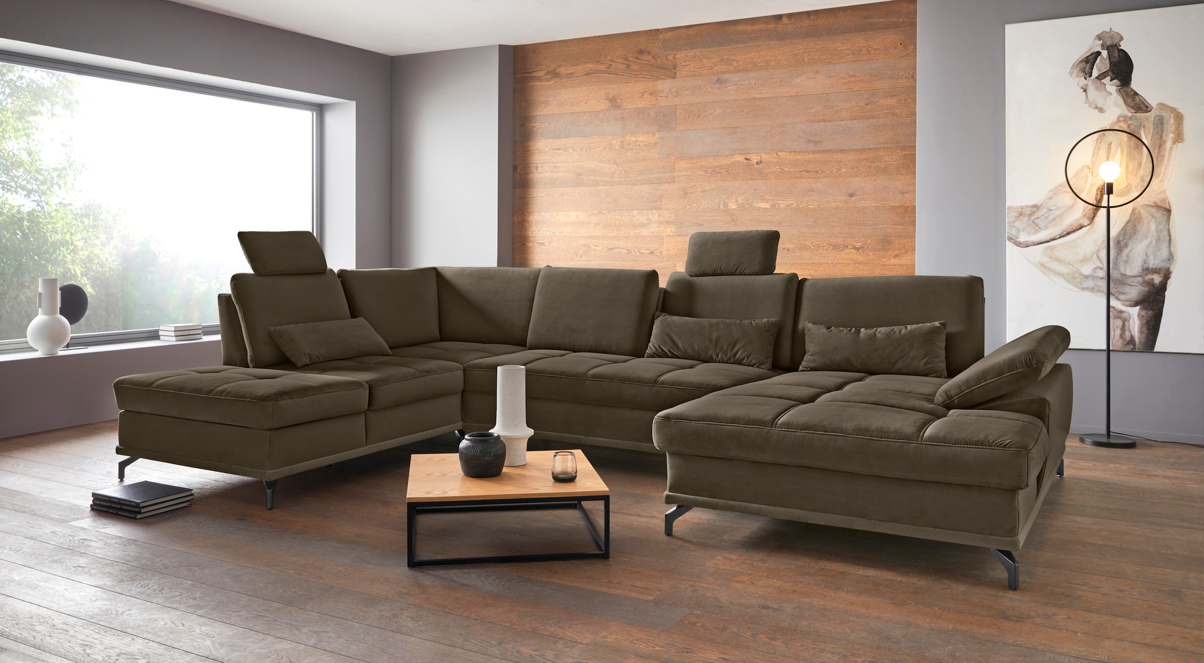 PLACES OF STYLE Wohnlandschaft "Costello U-Form, B: 363 cm mit Sitztiefen-, günstig online kaufen