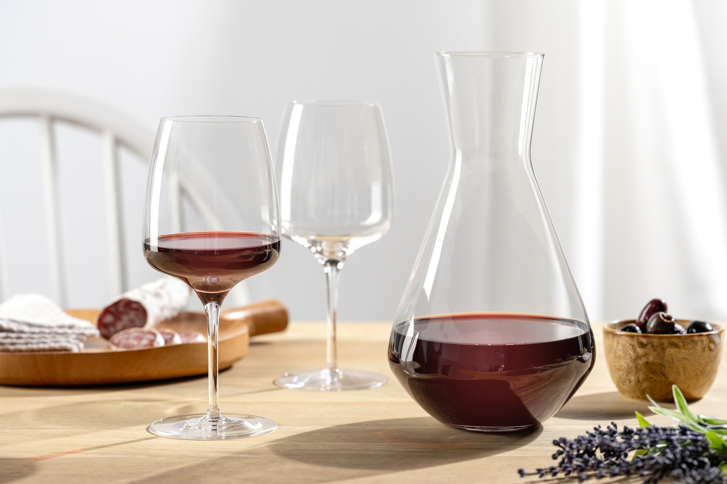 LEONARDO Gläser-Set »Wein-Set CESTI, 3-teilig« 2 Kelchgläser 500 ml, 1 Karaffe, spülmaschinengeeignet