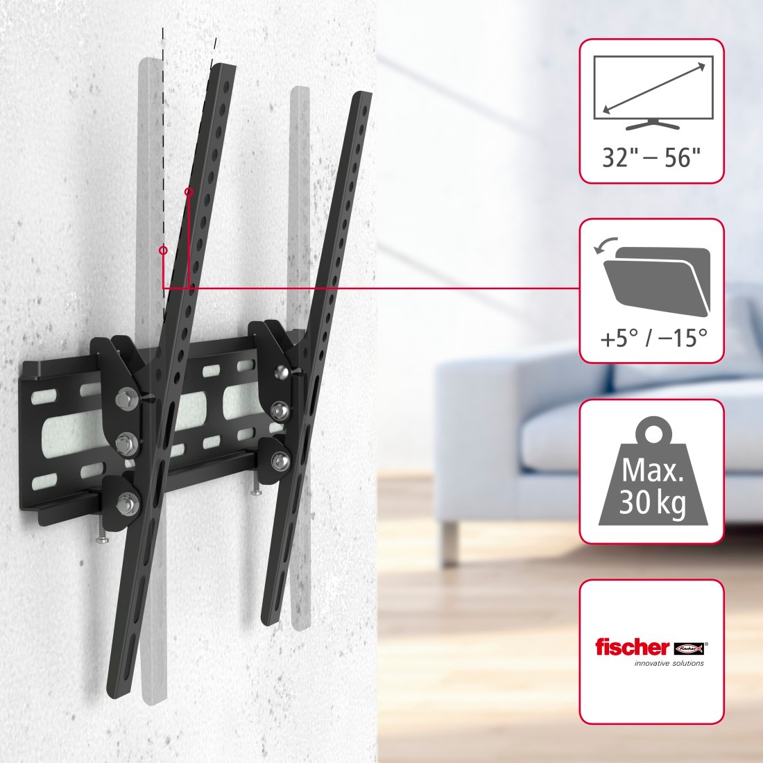 Hama TV-Wandhalterung »Wandhalterung (neigbar, 32" - 75", VESA 400x400)«, bis 191 cm Zoll