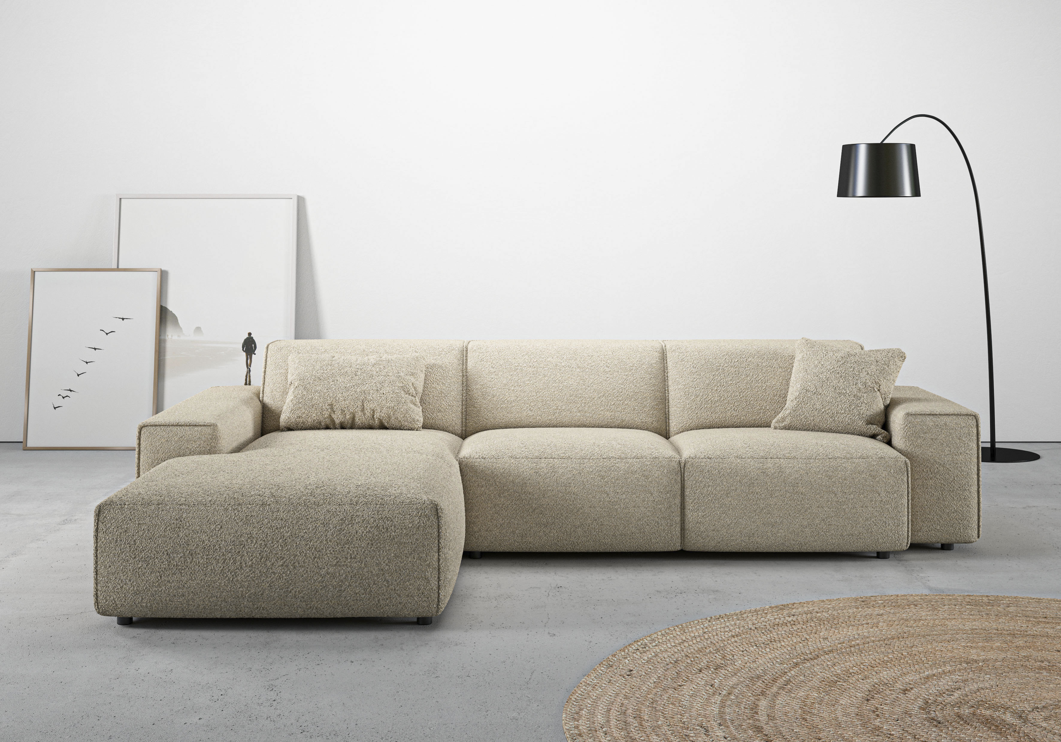 Home affaire Ecksofa "Glimminge auch in Breitcord, Feincord, Bouclé + Easy care-Bezug" L-Form, Breite 294, Zierkissen