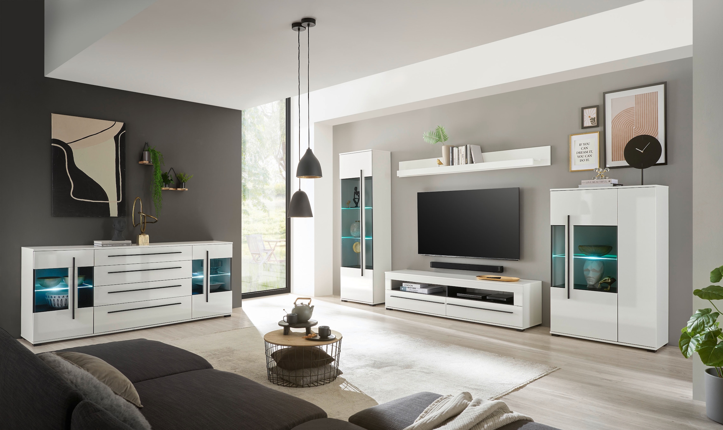 INOSIGN Sideboard »Cantara, moderner Schrank, Kommode in Eiche Evoke oder weiß«, schwarze Stangengriffe, ausreichend Stauraum, vielseitig einsetzbar