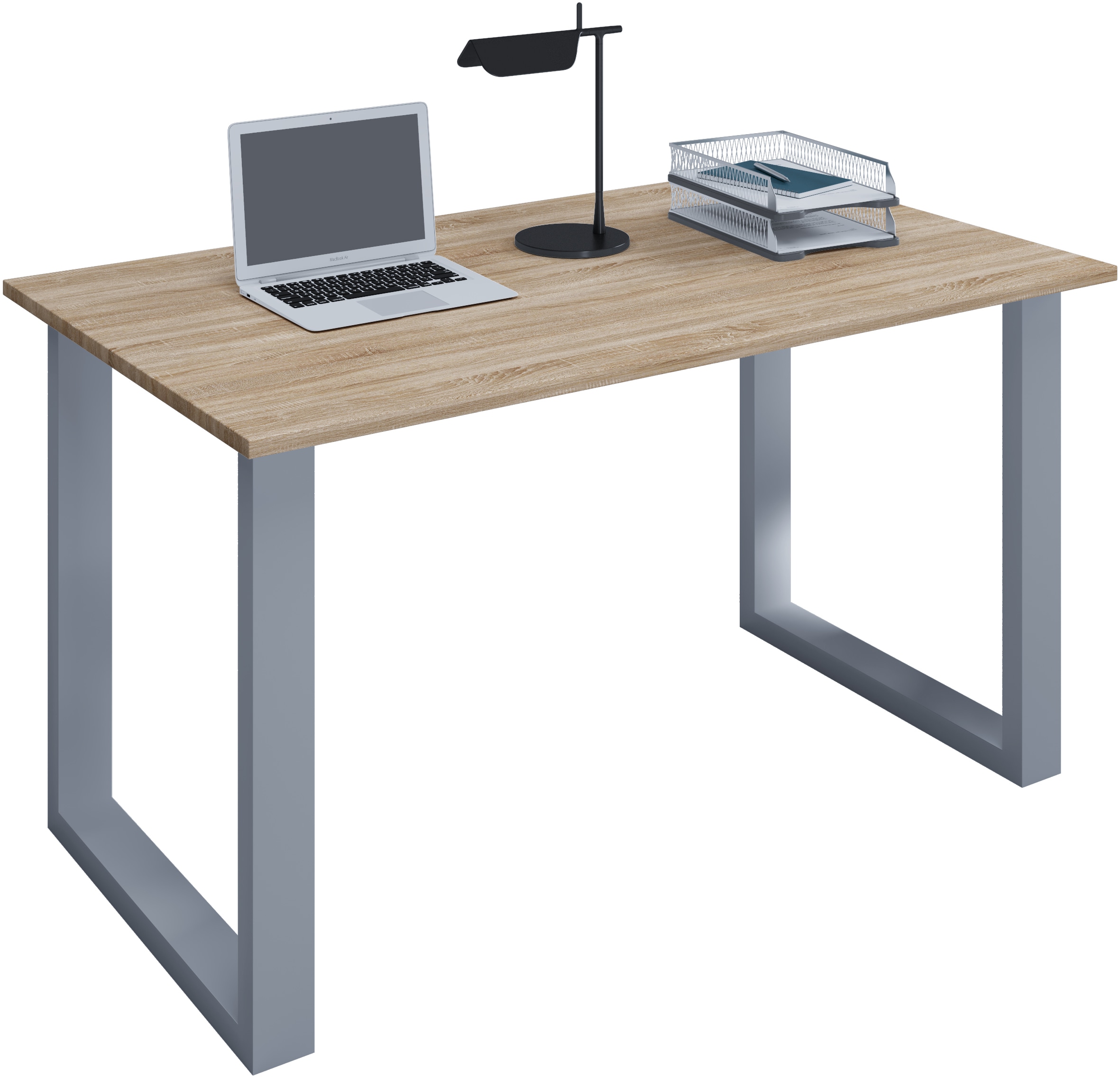 Schreibtisch VCM "Schreibtisch Bürotisch Computertisch 110x80 Lona U", braun (silber, sonoma, eiche), B:110cm T:80cm, Tische, Schreibtisch