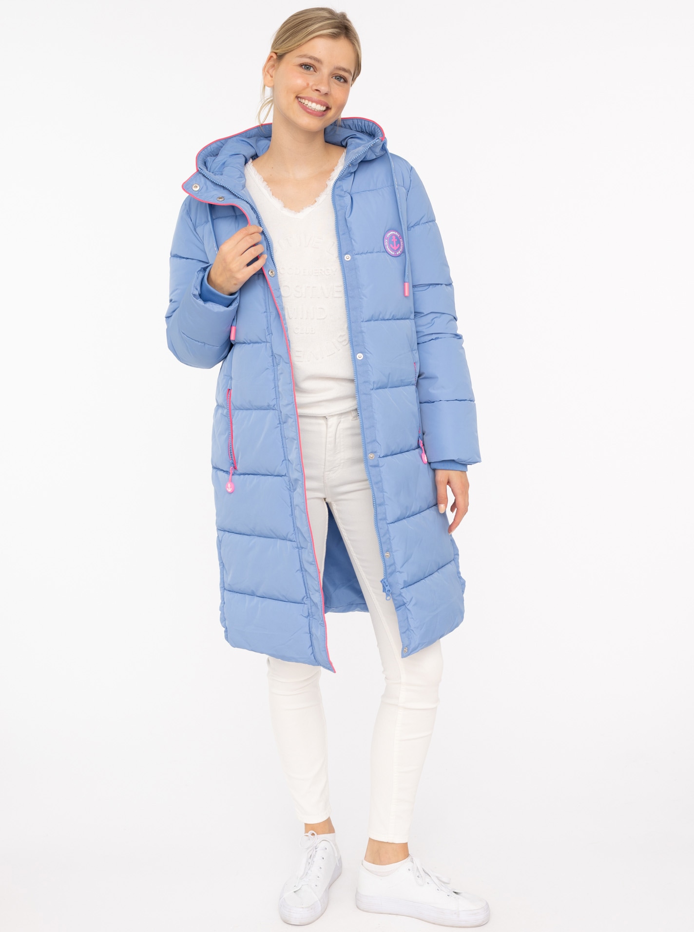 Zwillingsherz Steppmantel "Küstentraum" martimen Details, mit Kapuze und Ta günstig online kaufen