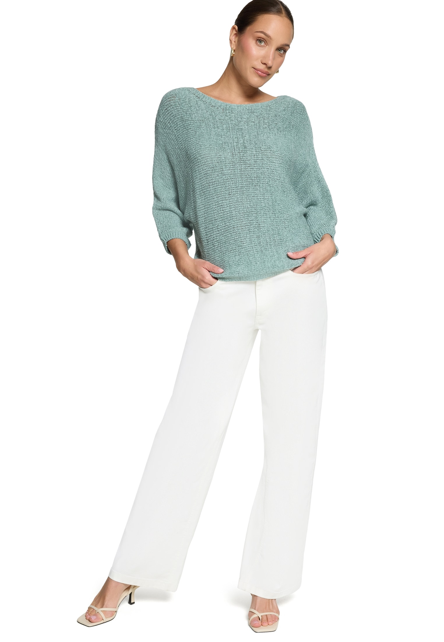 Zero Strickpullover »Damen mit Fledermausärmeln« 1 Gerippt