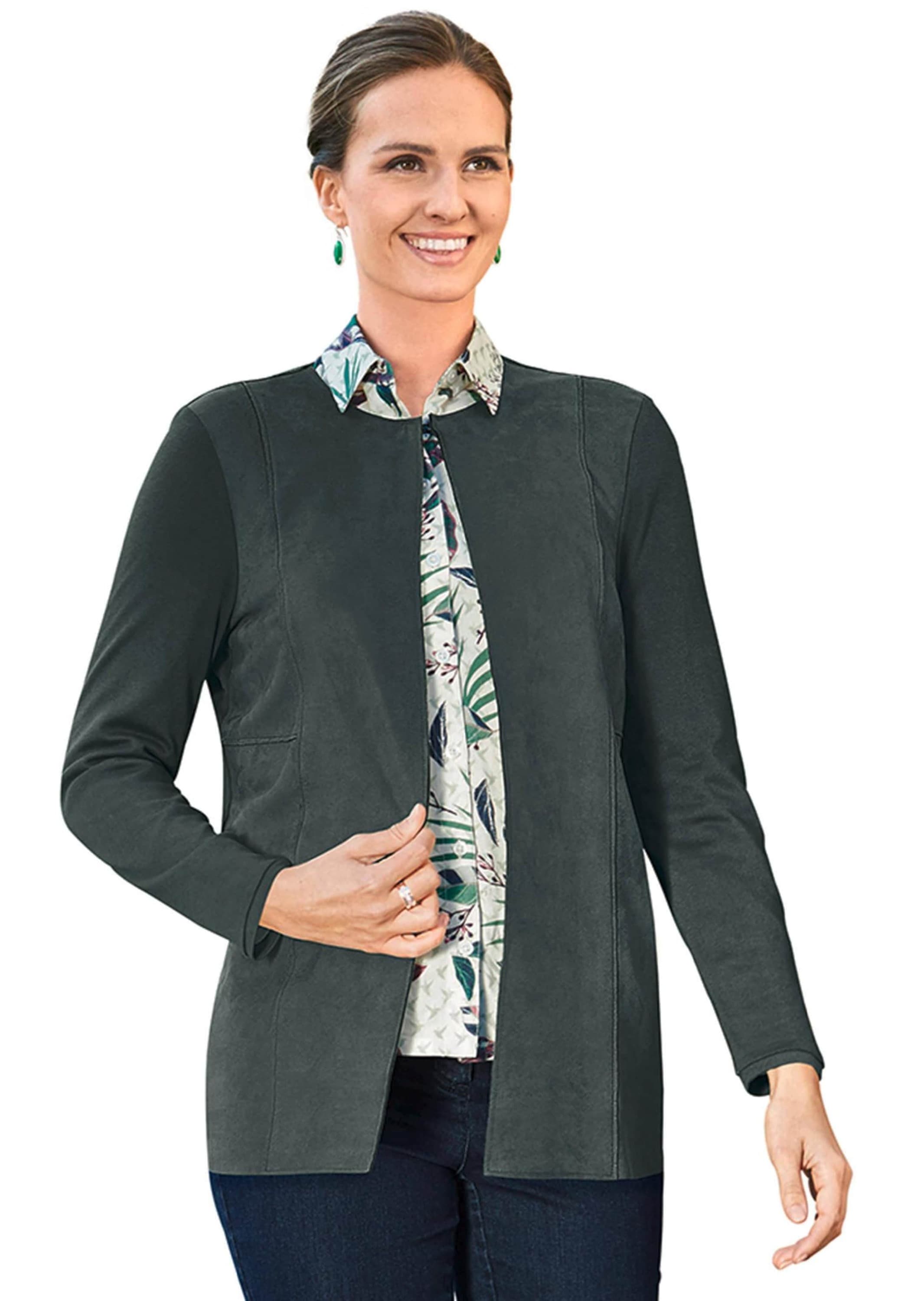 GOLDNER Jackenblazer »Indoorjacke Bequeme Shirtjacke in kombinationsstarker Velourslederoptik«