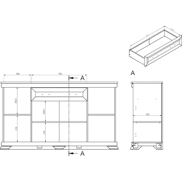 Home affaire Sideboard »Royal«, Breite ca. 168 cm | BAUR