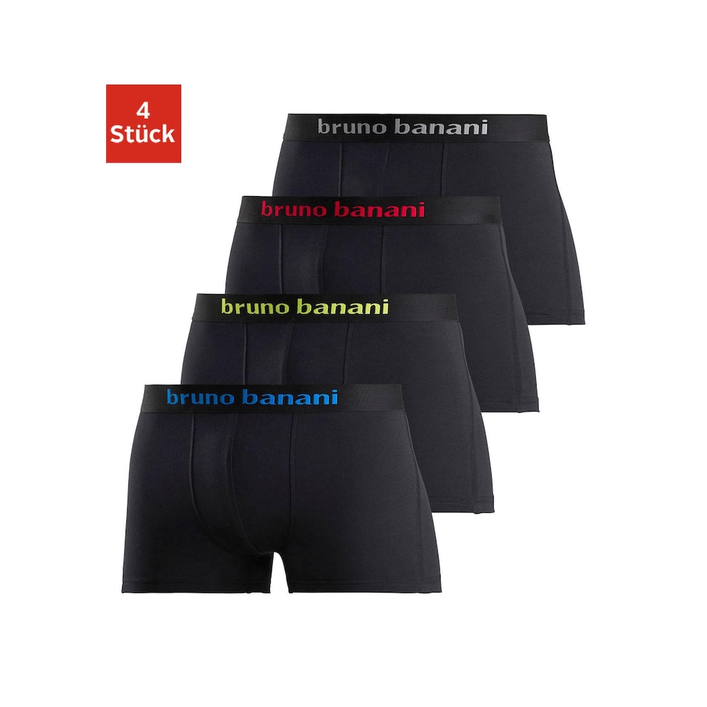 Bruno Banani Boxer, (Packung, 4 St.), mit farbigen Marken-Schriftzug am Bündchen