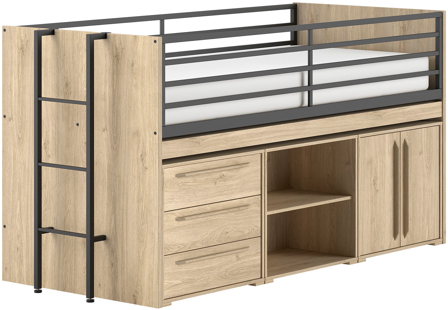 Vipack Stauraumbett "Sam, schlafen und arbeiten in einem, wahlweise Eiche- günstig online kaufen