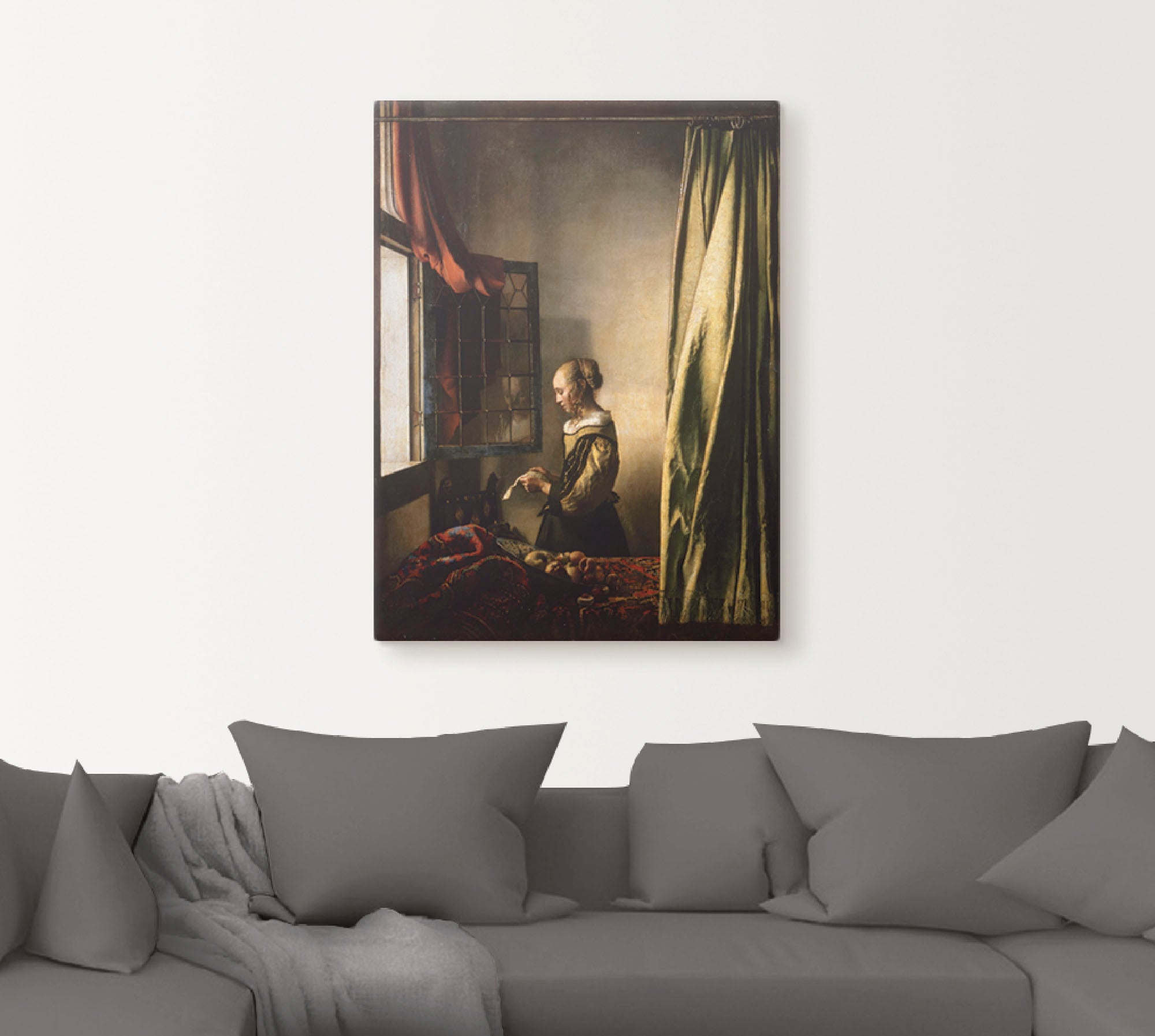 Artland Wandbild »Briefleserin am offenen Fenster. Um 1658«, Frau, (1 St.), als Leinwandbild, Poster, Wandaufkleber in verschied. Größen