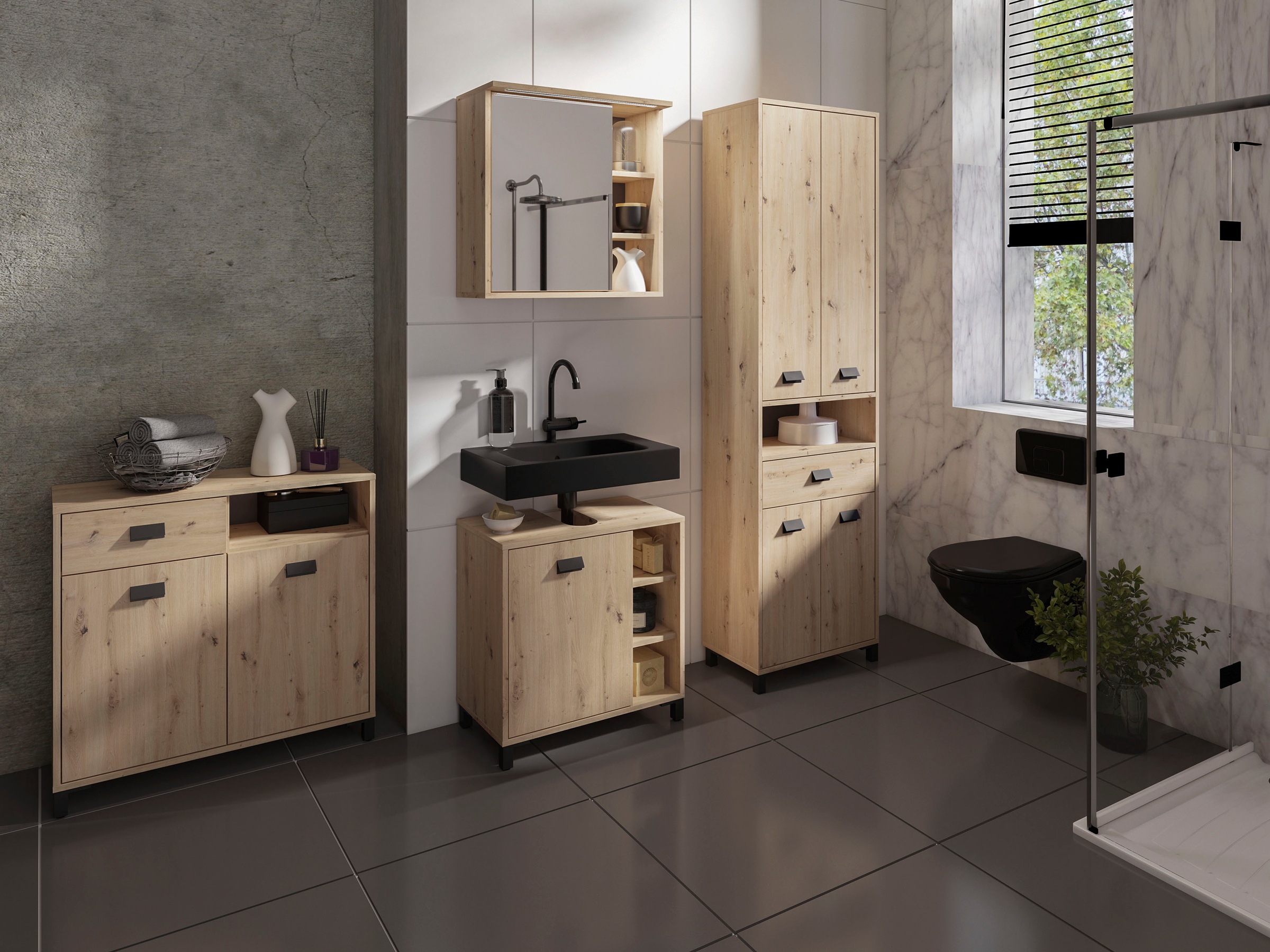 byLIVING Waschbeckenunterschrank "Wellness" 1 Stk. tlg. 60cm Waschbeckenunt günstig online kaufen