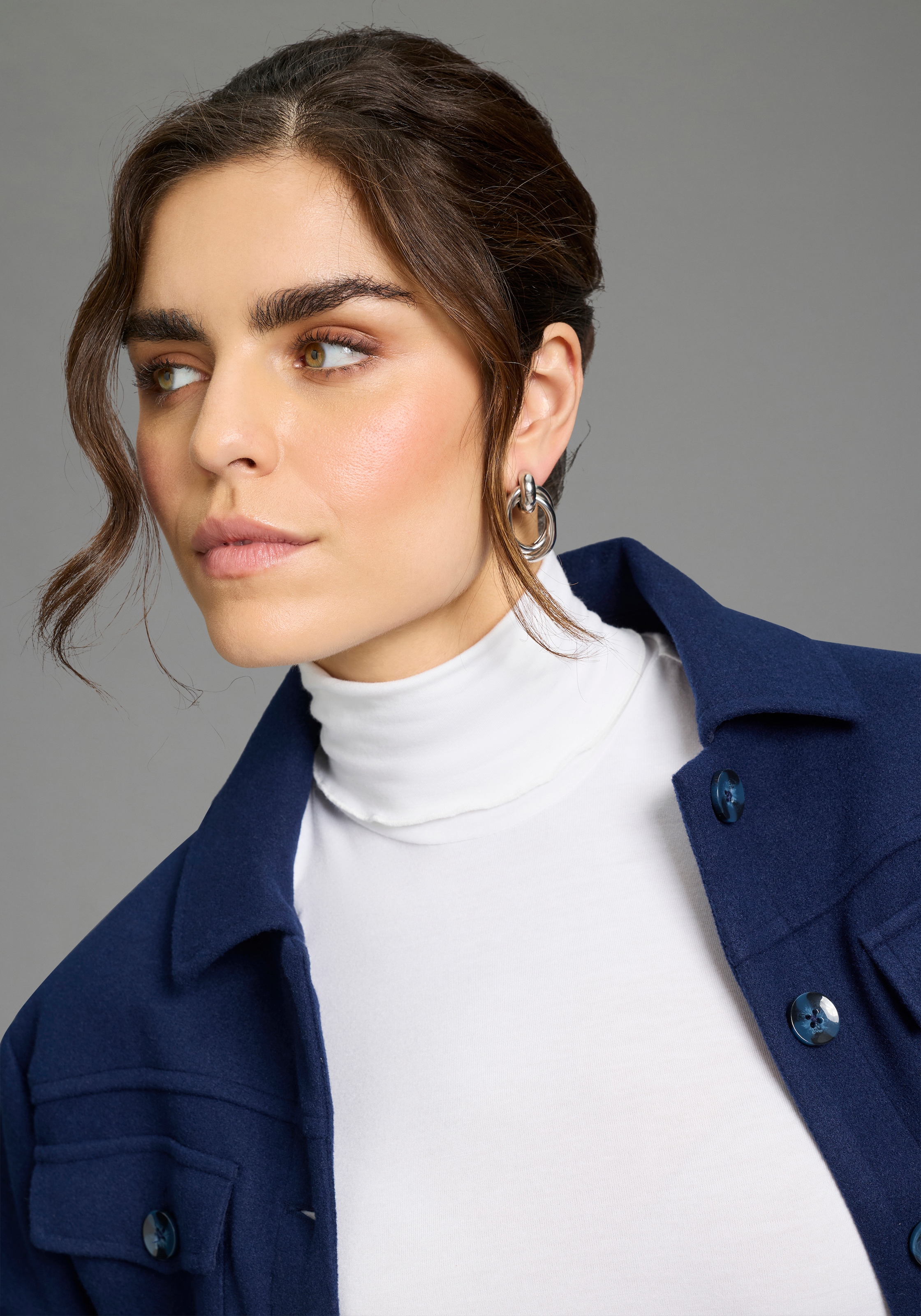 Flashlights Longsleeve mit Rollkragen, elastischer Jersey, Babylock Saum