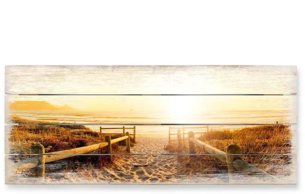 Wall-Art Holzbild »Sonnenuntergang Boho Deko«, (1 St.), Vintage Holzschild