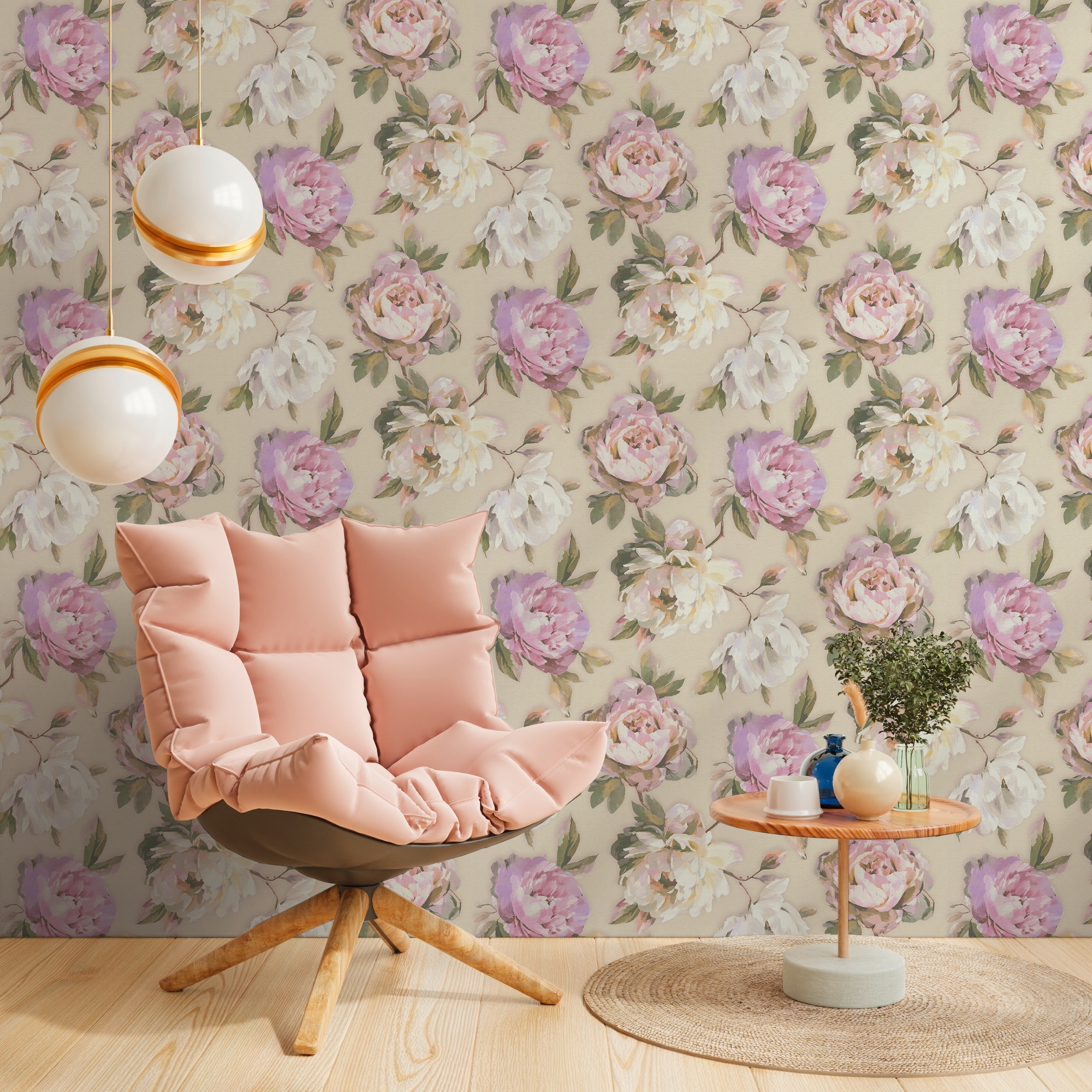 A.S. Création Vliestapete "PintWalls II Blumen-Tapete Mustertapete Rosen Blumen" matt strukturiert Vliestapete Pfingstrosen für Schlafzimmer Küche Wohnzimmer Blumen Flur
