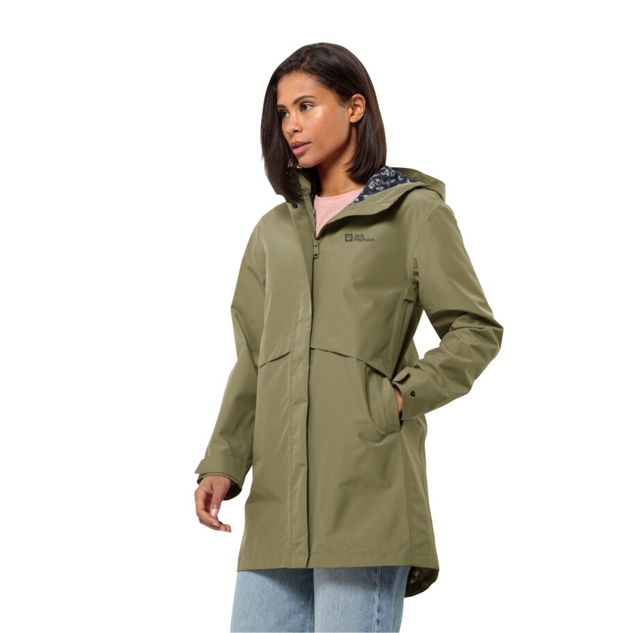 Jack Wolfskin Funktionsmantel "CAPE WEST COAT W", Kapuze ist fest mit der Jacke verbunden