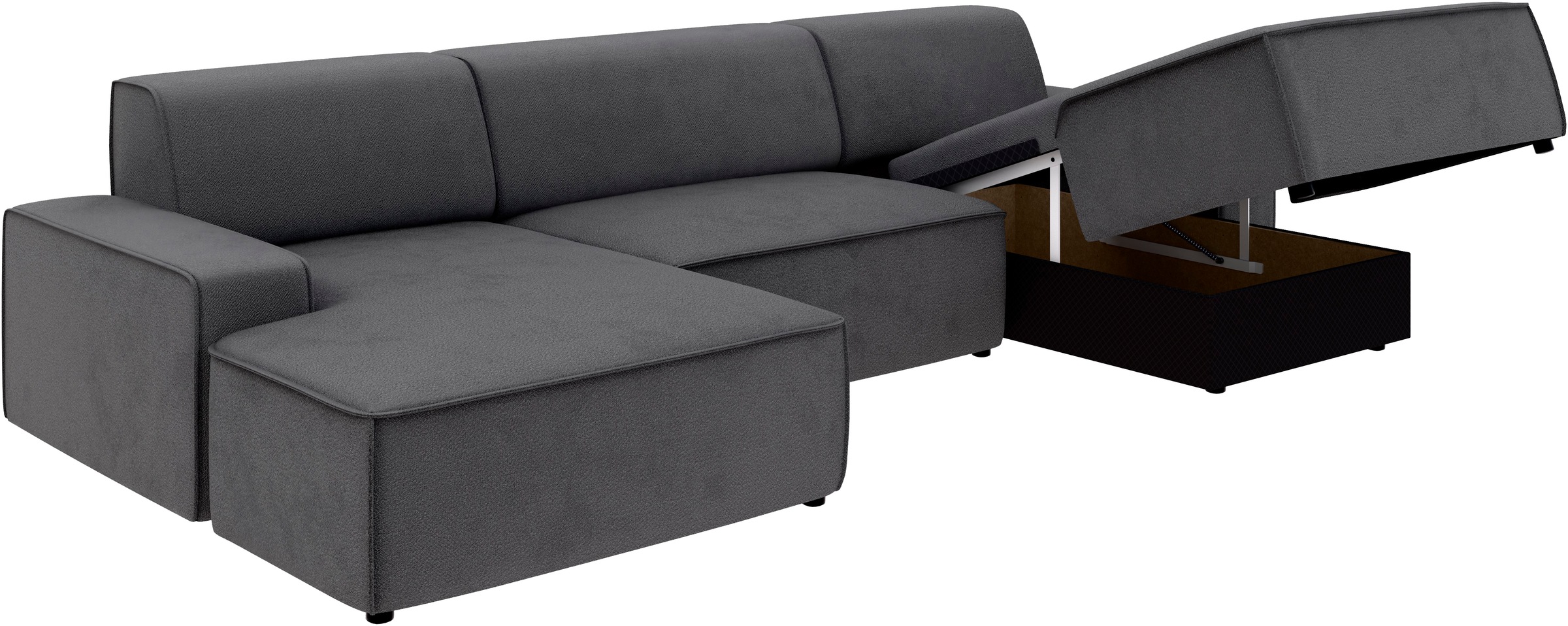 TRENDMANUFAKTUR Wohnlandschaft »Graz, wahlweise mit Sitzvorschub und Bettkasten, U-Form, Breite 329 cm«, in Cord-, haustierfreundlichem LEO Struktur- oder LUMOS-3D-Bezug