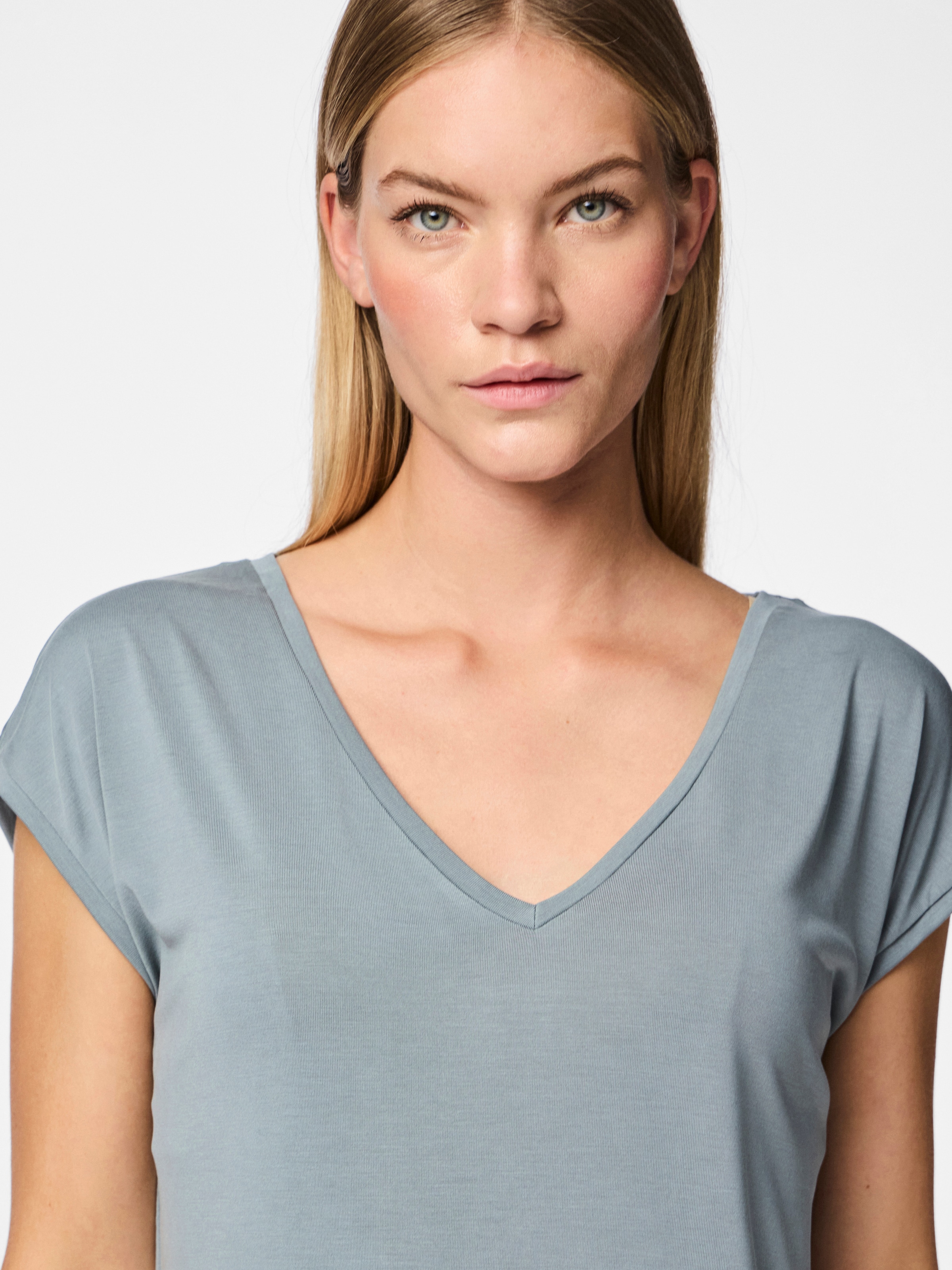 pieces Kurzarmshirt »PCKAMALA TEE NOOS BC« Materialmix, regular fit