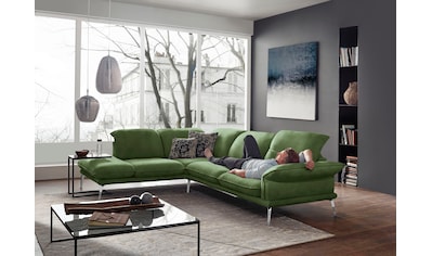 Ecksofa »sherry«, mit Kopfstützenverstellung, Metallfüße, Chrom glänzend, Breite 302 cm