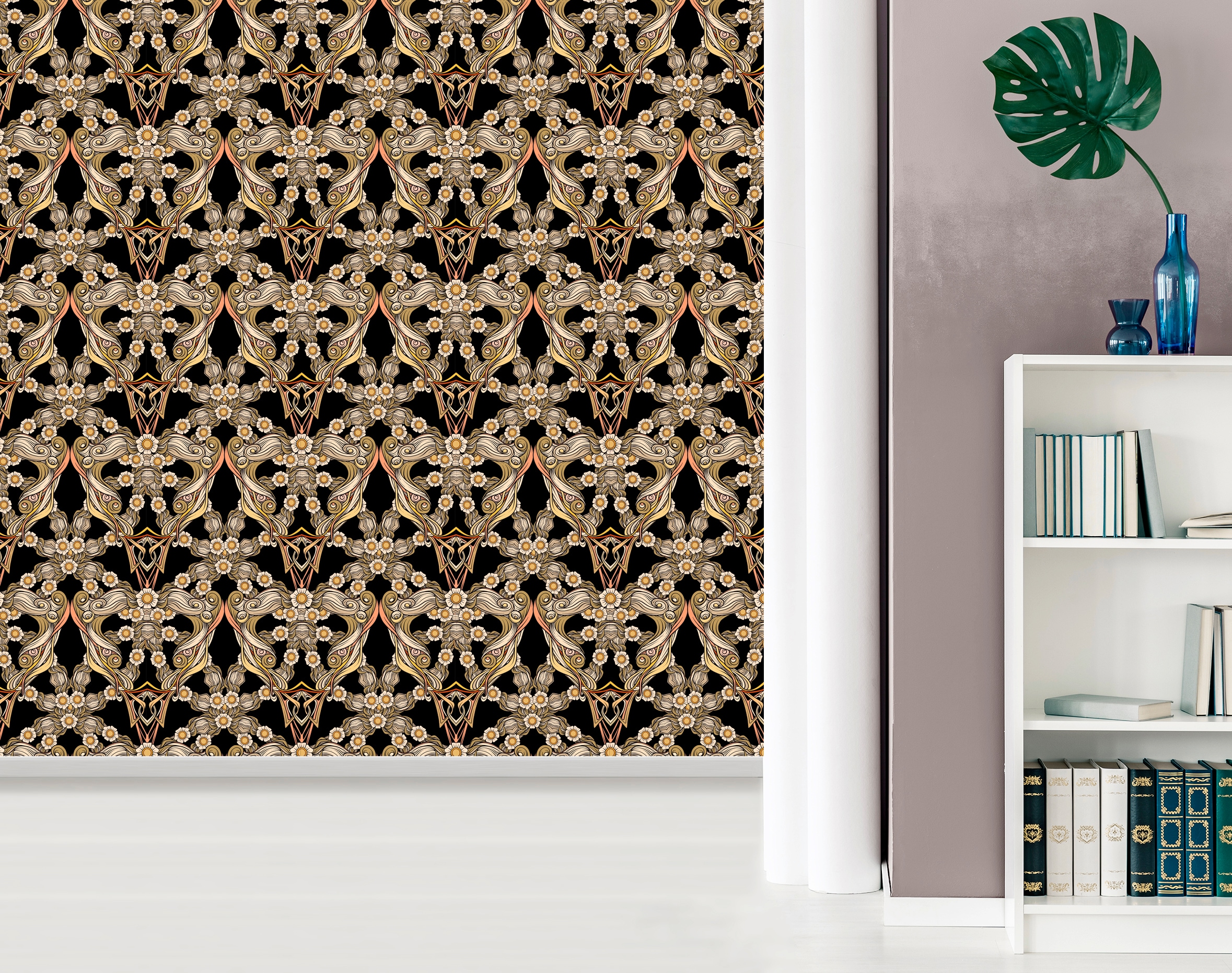 queence Vinyltapete »Djamila«, bedruckt-Barock-Antikoptik-Kunst, 90x250cm, selbstklebend, kinderleichte Anbringung, Sticker