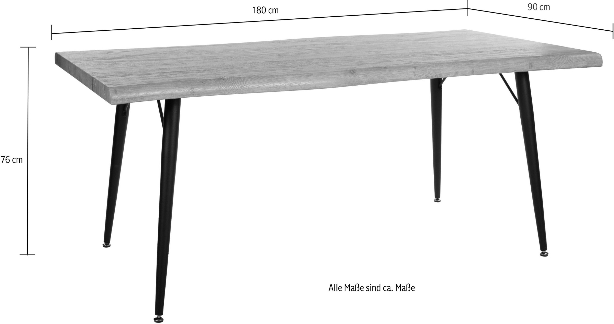 Duo Collection Esstisch »Tailin Tisch Baumkantentisch«, Massives Metallgestell, Belastbarkeit bis 100 kg