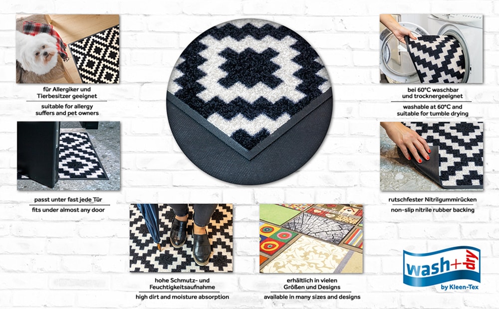wash+dry by Kleen-Tex Fußmatte »Urban Blocks«, rechteckig, 7 mm Höhe, waschbar und trocknergeeignet