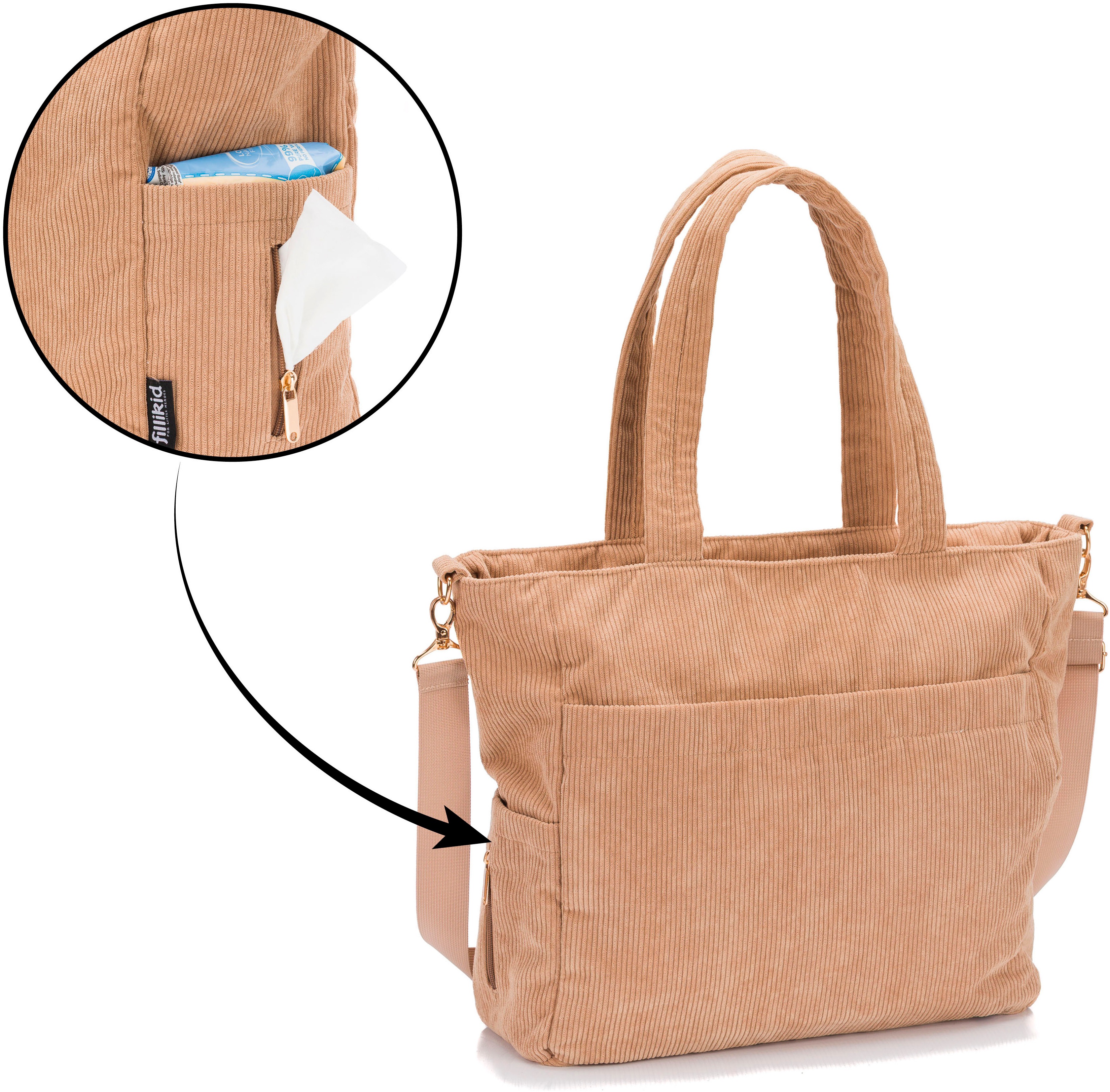 Thumbnail - Fillikid Wickeltasche "Cord" inklusive Thermotasche