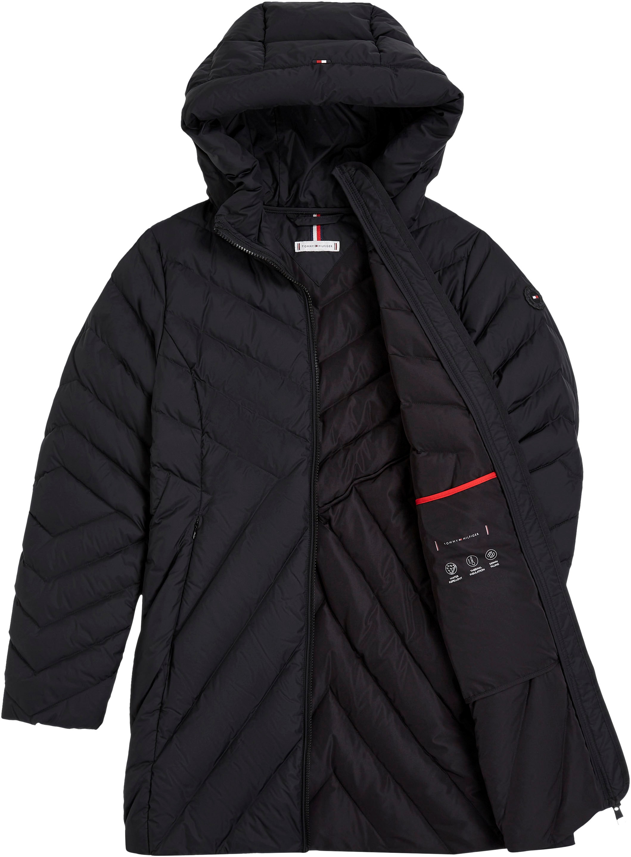 Tommy Hilfiger Steppmantel »CHEVRON MW PADDED COAT«, mit mittelstarker Wattierung und Tommy Hilfiger Markenlabel