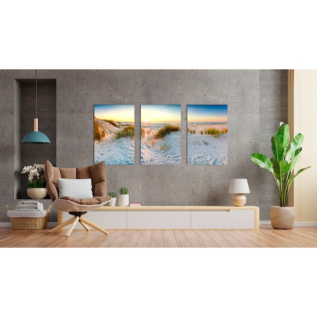 queence Acrylglasbild »Sunset Beach 3-teilig«, Strand, (1 St.) kaufen | BAUR
