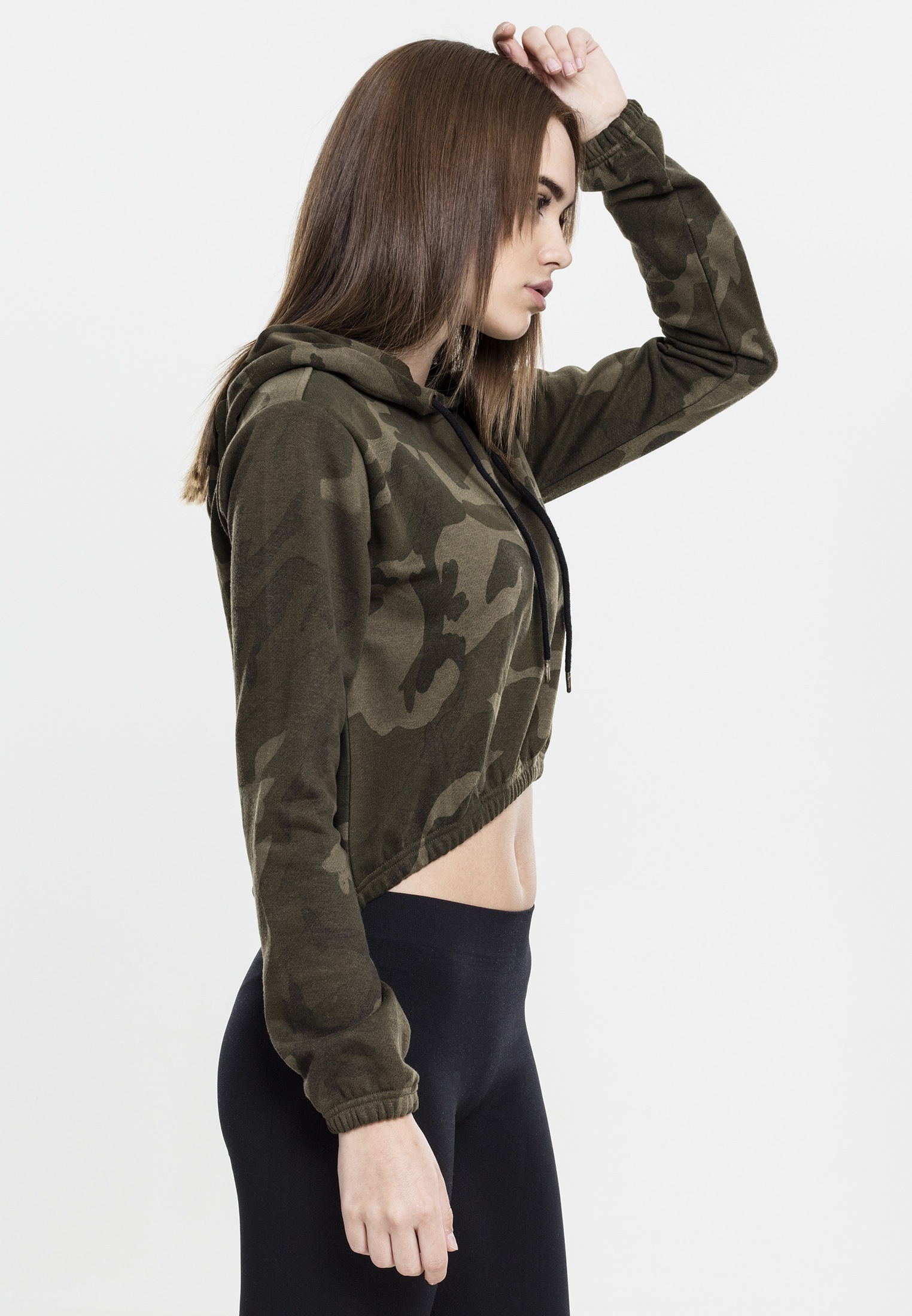 URBAN CLASSICS Rundhalspullover »Urban Classics Damen Ladies Camo Cropped Hoody«, (1 tlg.)