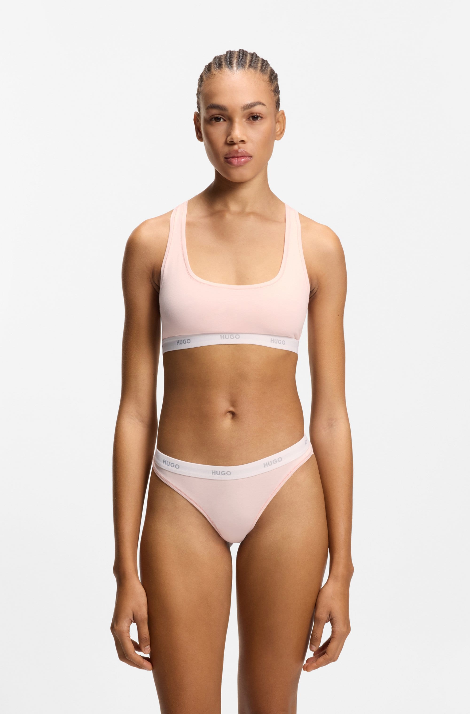 HUGO UNDERWEAR Damen String "ID", Gr. Llight, pastel pink 688, Jersey, Obermaterial: 93% Baumwolle, 7% Elasthan, Unterhosen, aus Stretch-Baumwolle