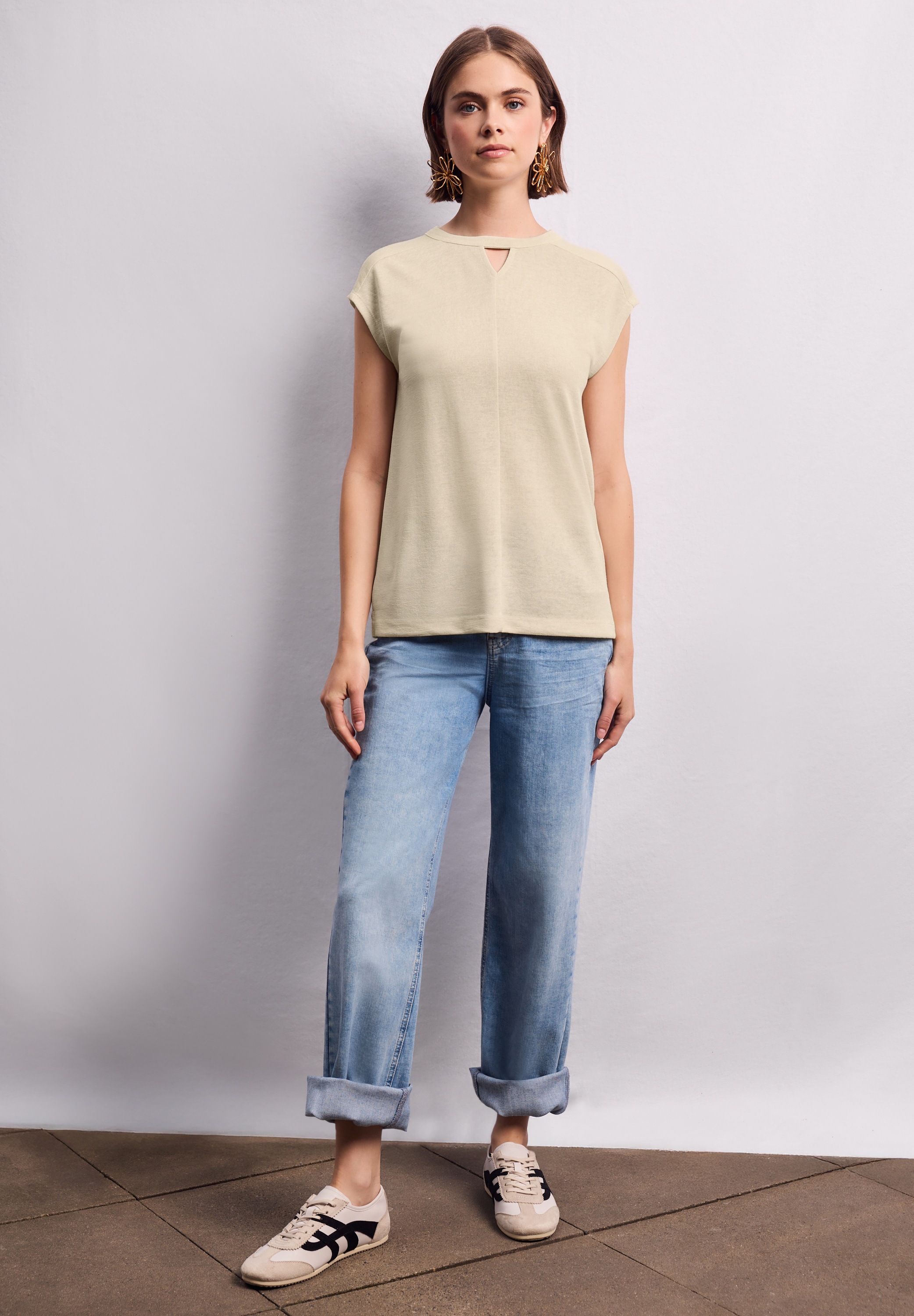 STREET ONE STUDIO T-Shirt, aus elastischem Materialmix