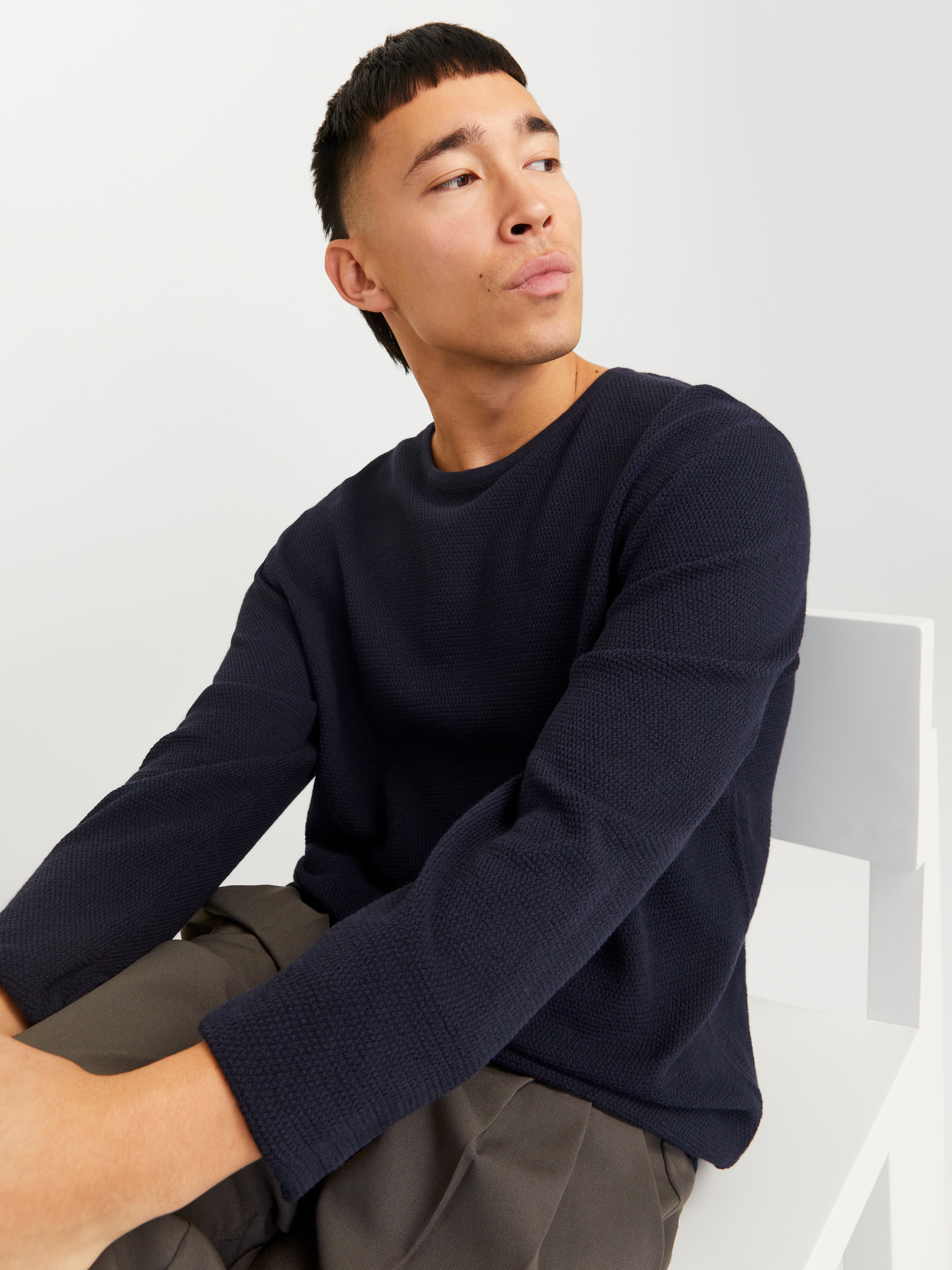 Jack & Jones "JJEGEORGE KNIT CREW NECK NOOS" mit Strick Optik günstig online kaufen