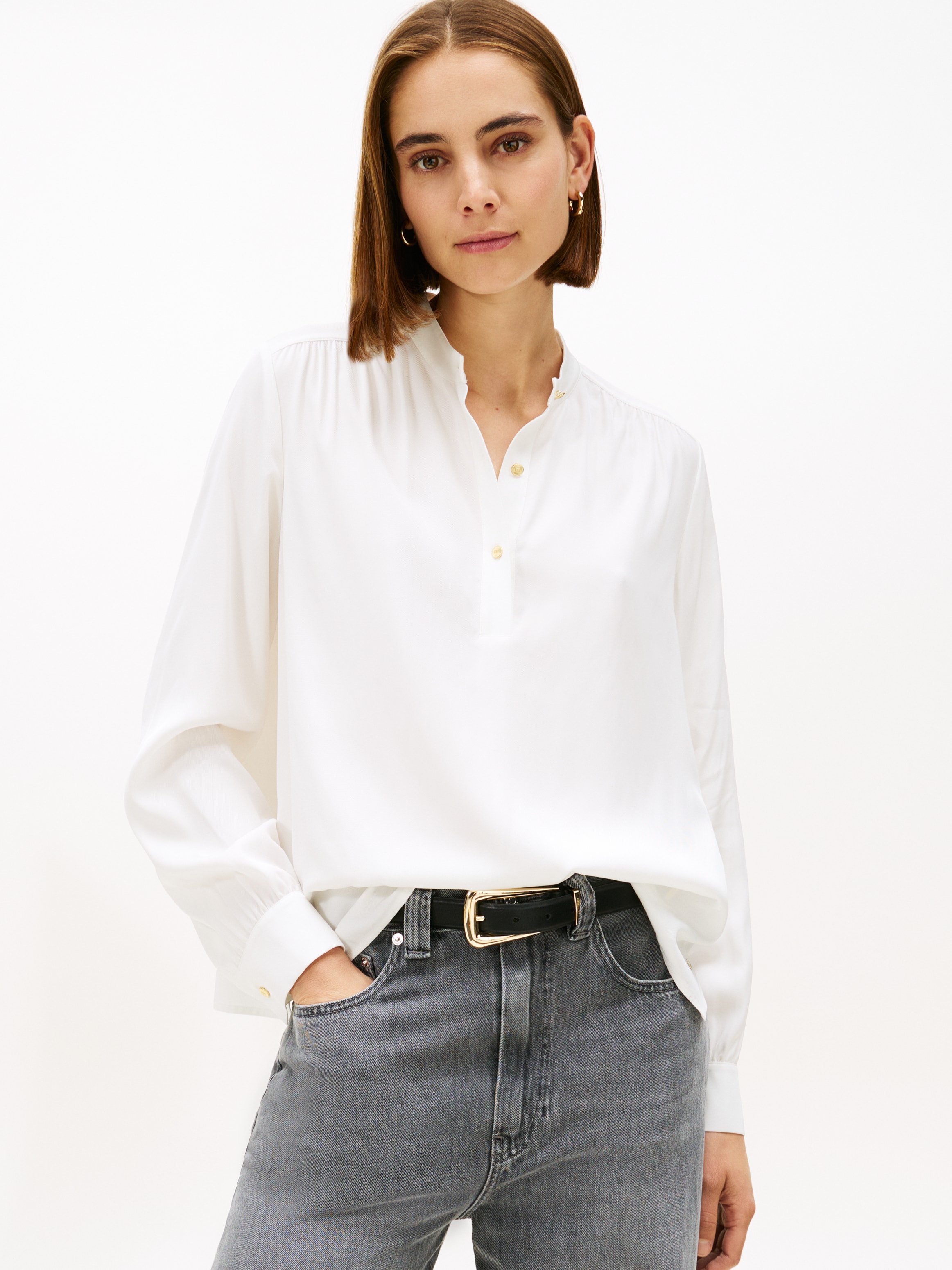 Tommy Hilfiger Langarmbluse "VIS TWILL V-NK BLOUSE" günstig online kaufen