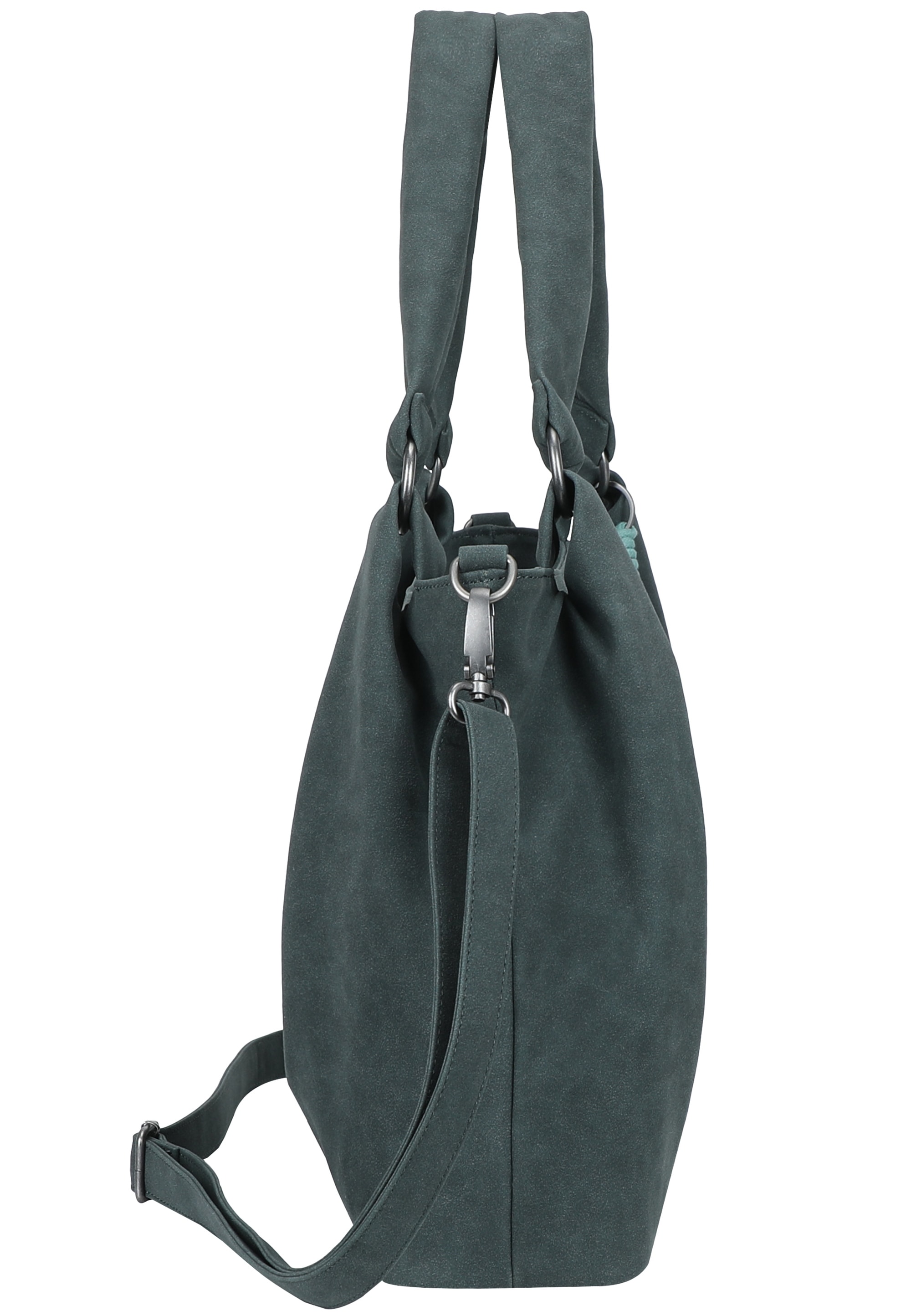 Fritzi aus Preußen Henkeltasche »Sue03 Suede Jacky Soft Dark Anthra« mit abnehmbarer Makramee-Schnur