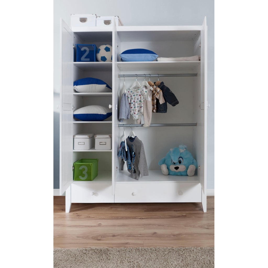 Ticaa Babyzimmer-Komplettset »Rosa«, (Set, 5 St., Bett + Wickelkommode + Schrank + Wandregal + Anstellregal)