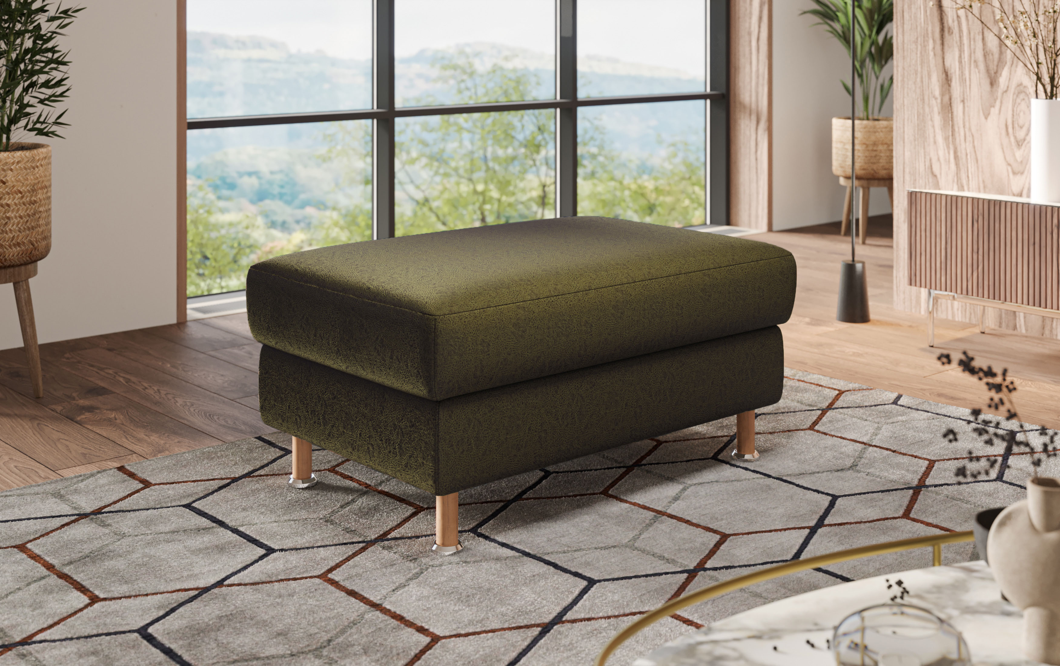 OTTO home Polsterhocker "Calypso" Holzfuesse mit Metallteller