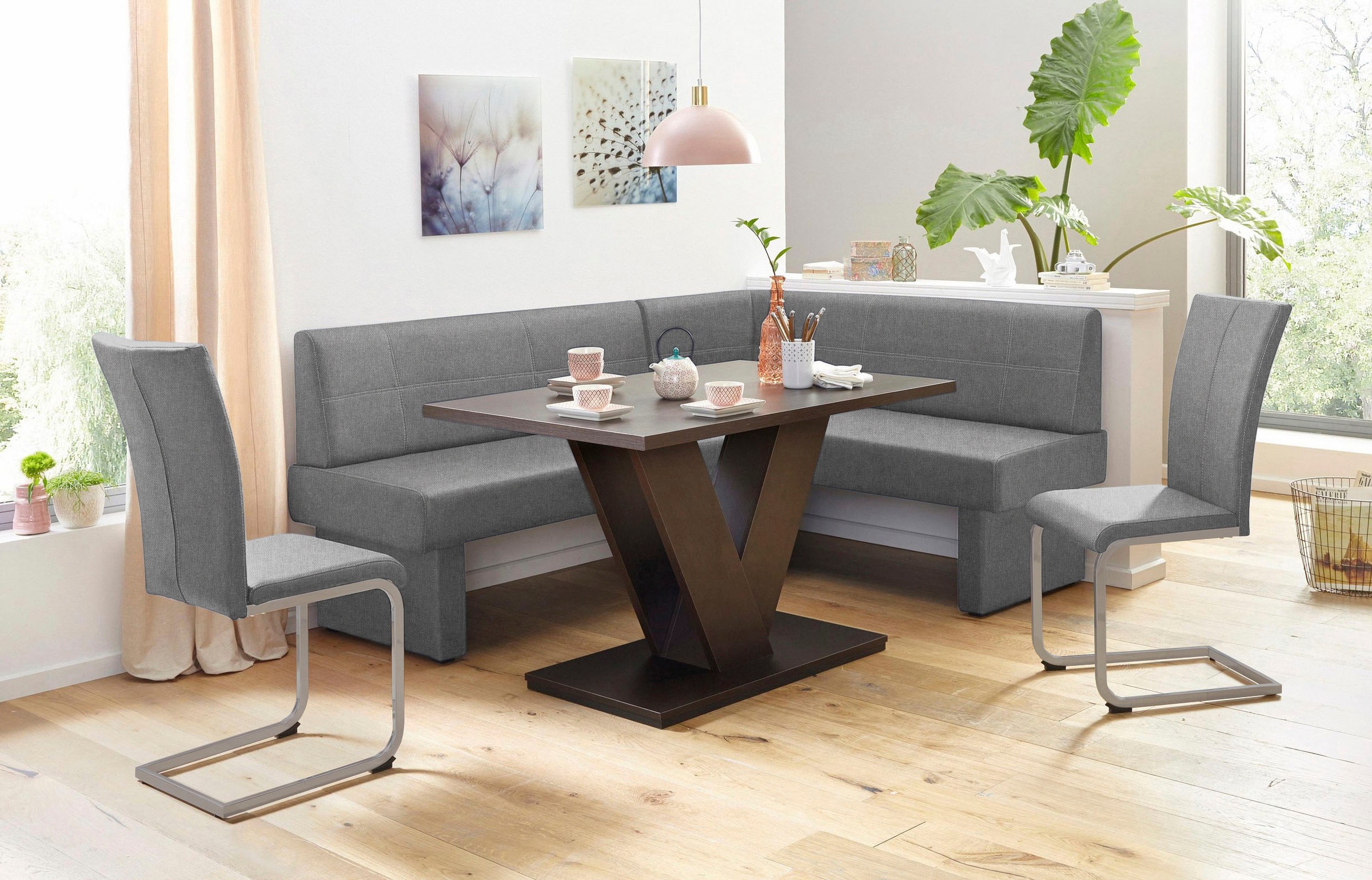 Home affaire Freischwinger »Nils«, (Set), 2 St., Strukturstoff-Feinstruktur, Stuhl belastbar bis 120 Kg, Gestell Metall im Chrom-Look oder Schwarz