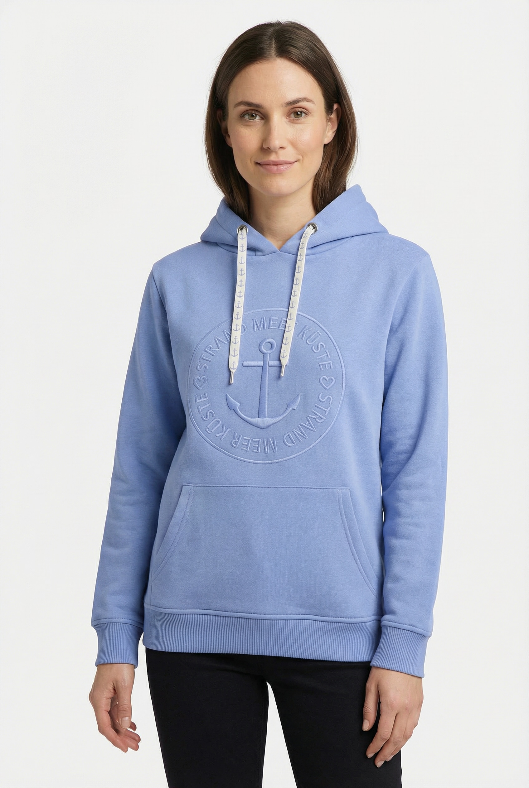 Zwillingsherz Hoodie "Strand Meer Küste", mit Kapuze und gleichfarbig gesticktem Ankermotiv